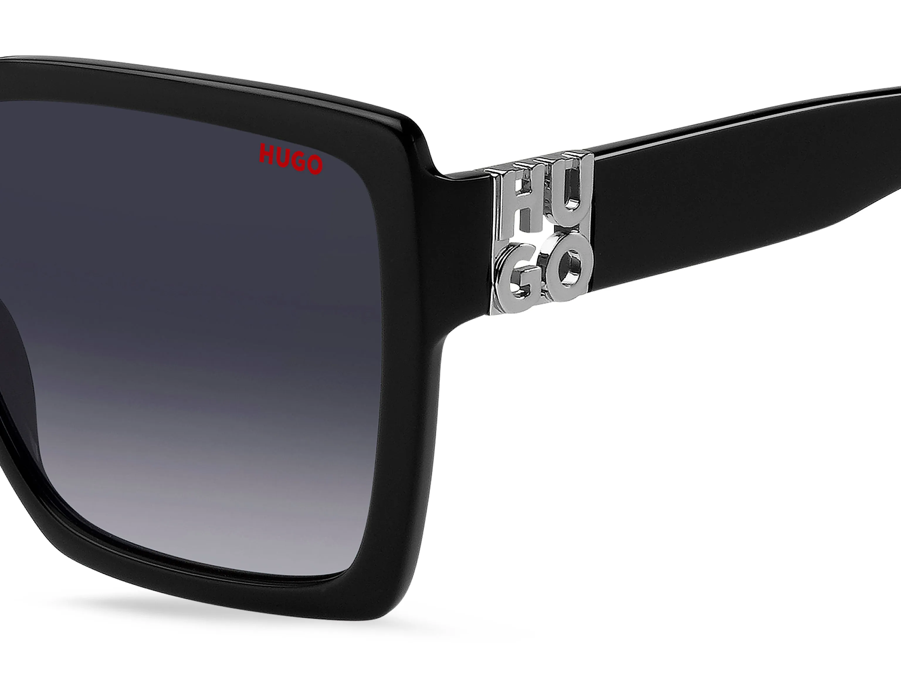 Hugo Boss HG 1285/S 807/9O Occhiali da sole Acetato Nero Grigio Squadrata Sfumato - immagine 3