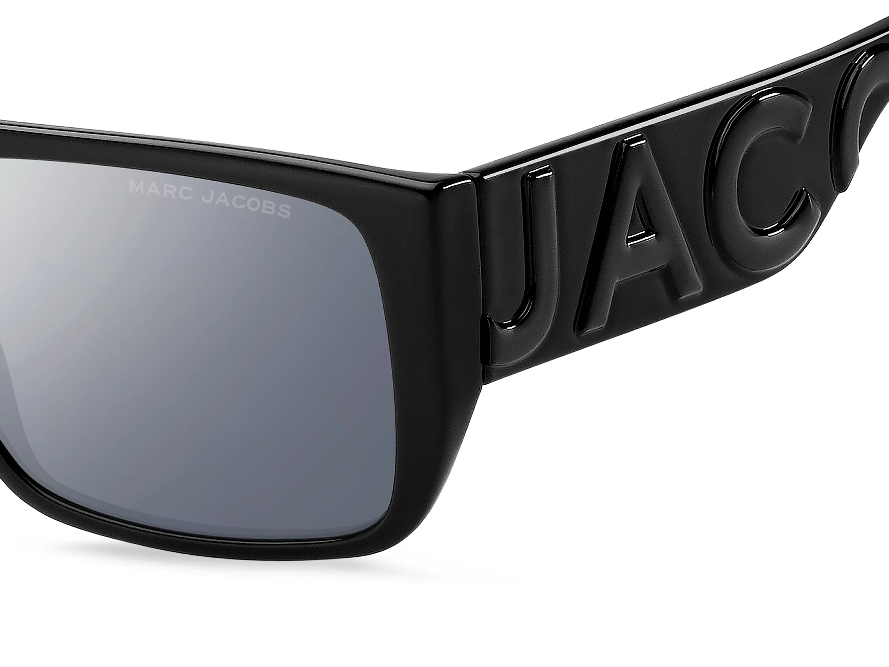 Marc Jacobs MARC LOGO 096/S 08A/T4 Occhiali da sole Iniettato Nero Argento Squadrata Specchiato - immagine 3