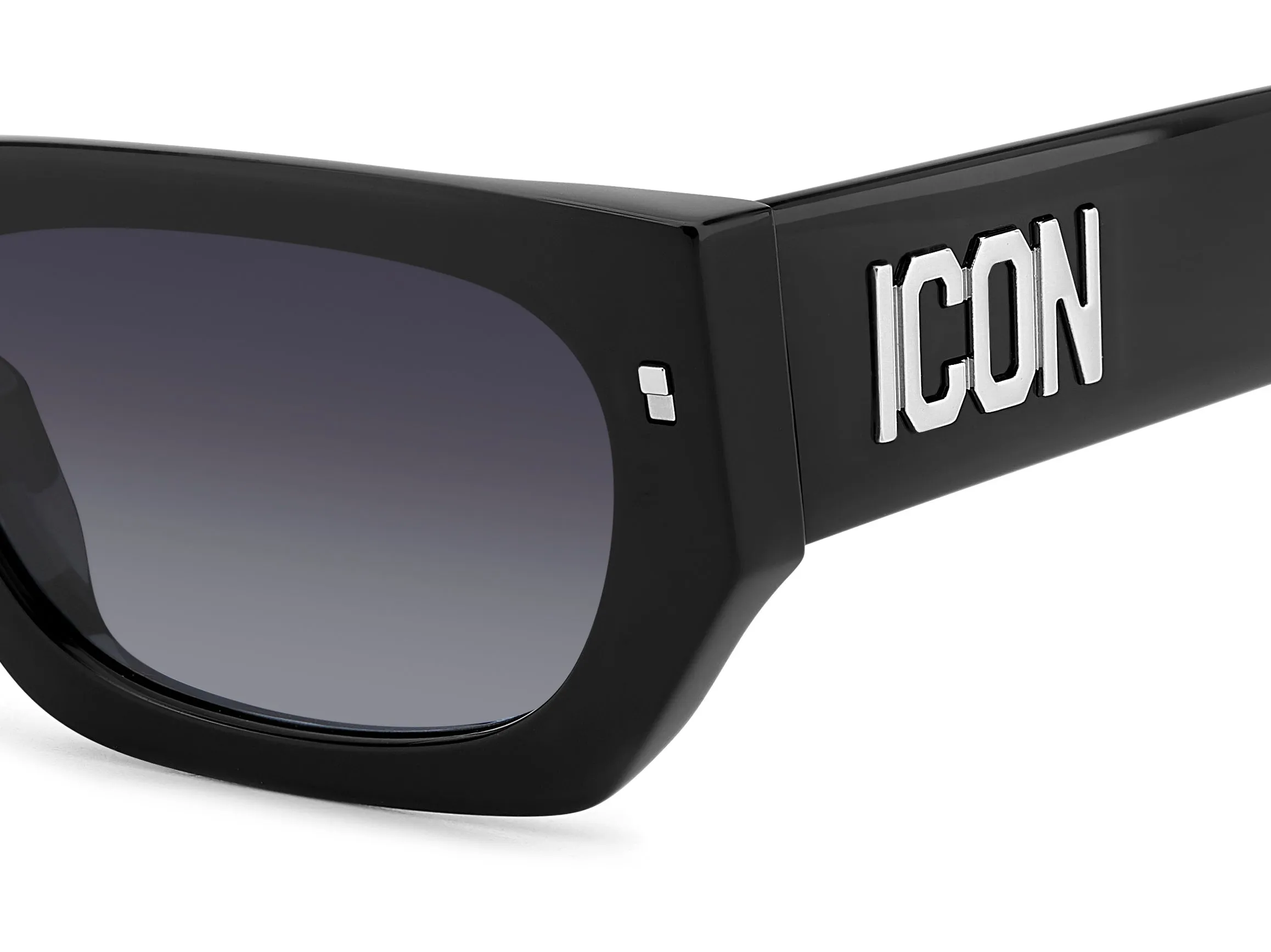 Dsquared2 ICON 0017/S 807/9O Occhiali da sole Acetato Nero Grigio Squadrata Sfumato - immagine 3