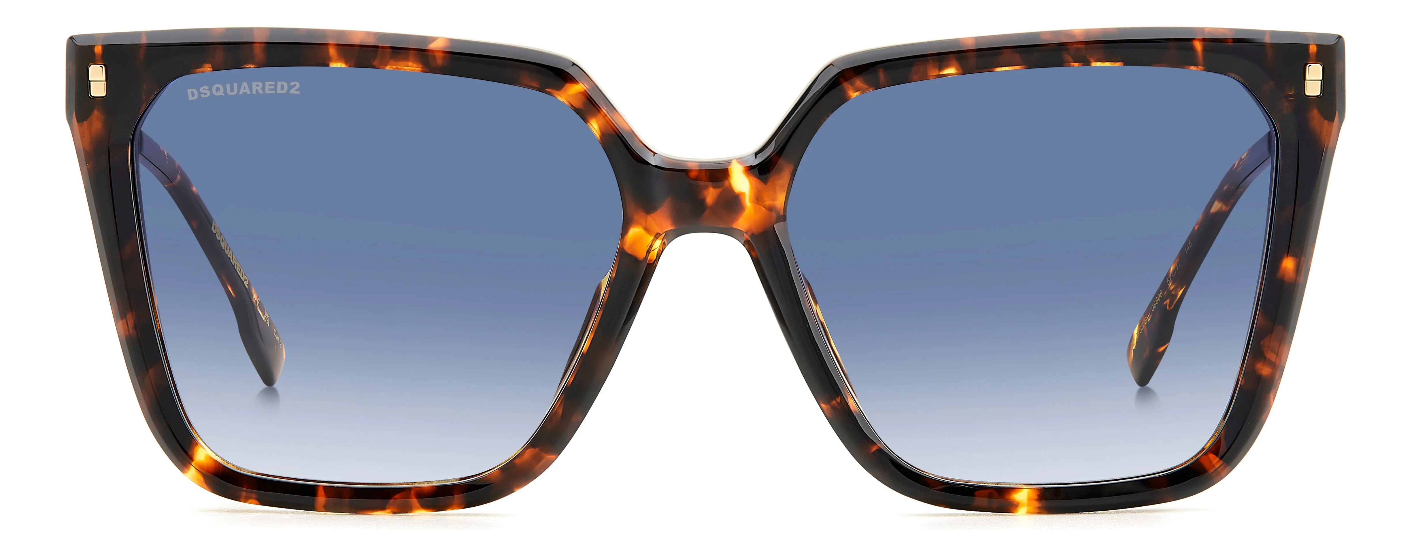 Dsquared2 D2 0135/S 086/08 Occhiali da sole Acetato Havana Azzurro Squadrata Sfumato - immagine 2