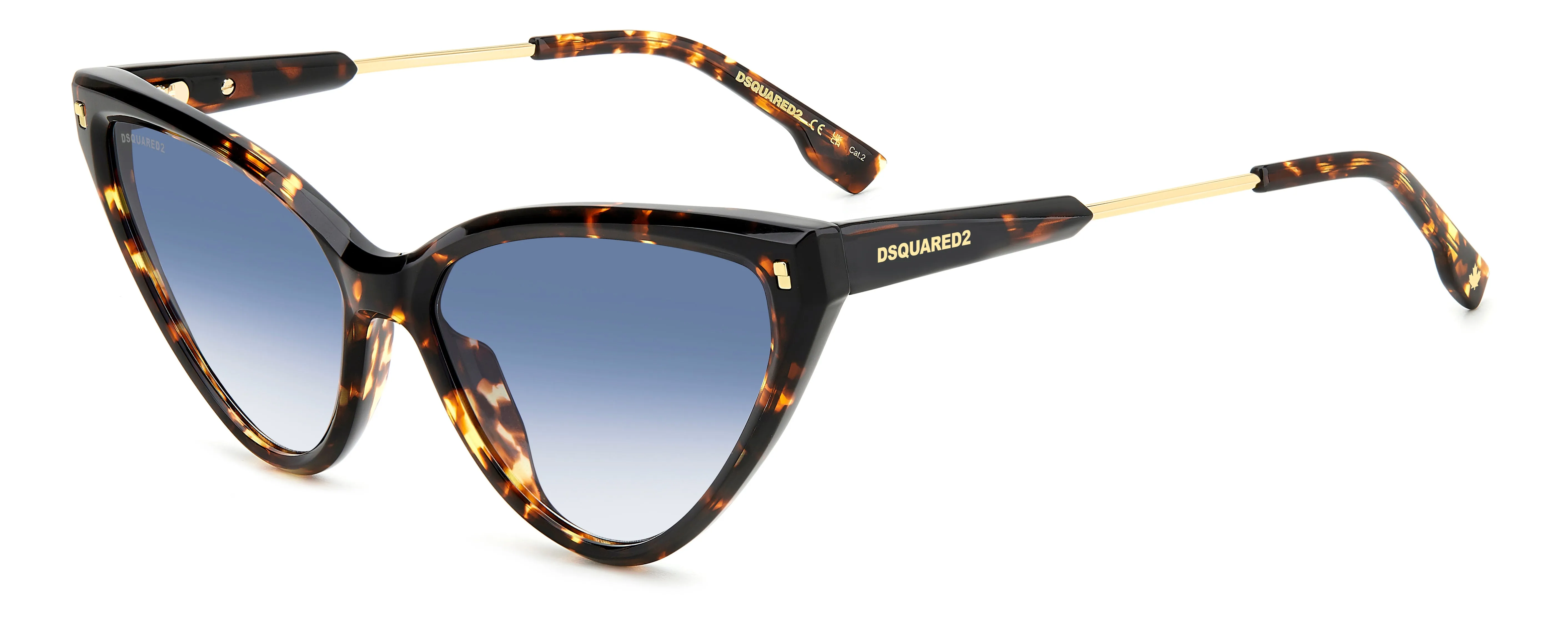 Dsquared2 D2 0134/S 086/08 Occhiali da sole Acetato Havana Azzurro Cat Eye Sfumato - immagine 1
