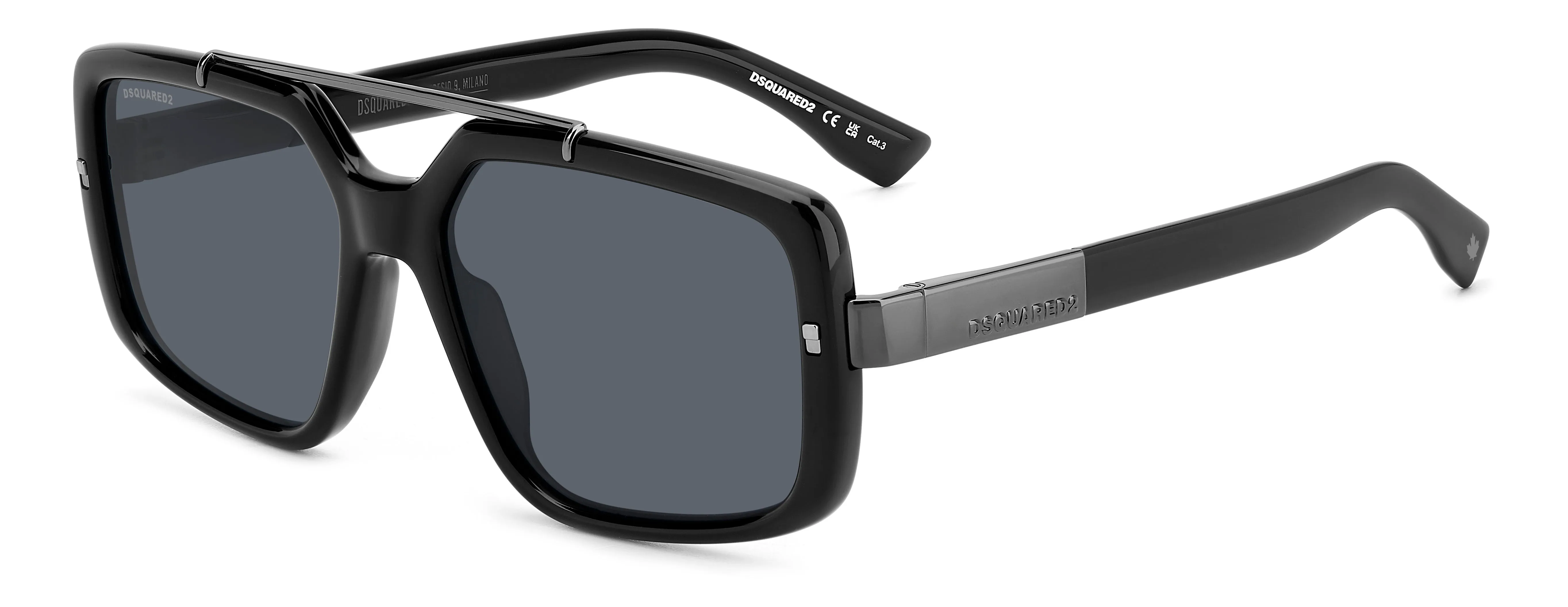 Dsquared2 D2 0120/S 807/IR Occhiali da sole Acetato Nero Grigio Squadrata - immagine 1
