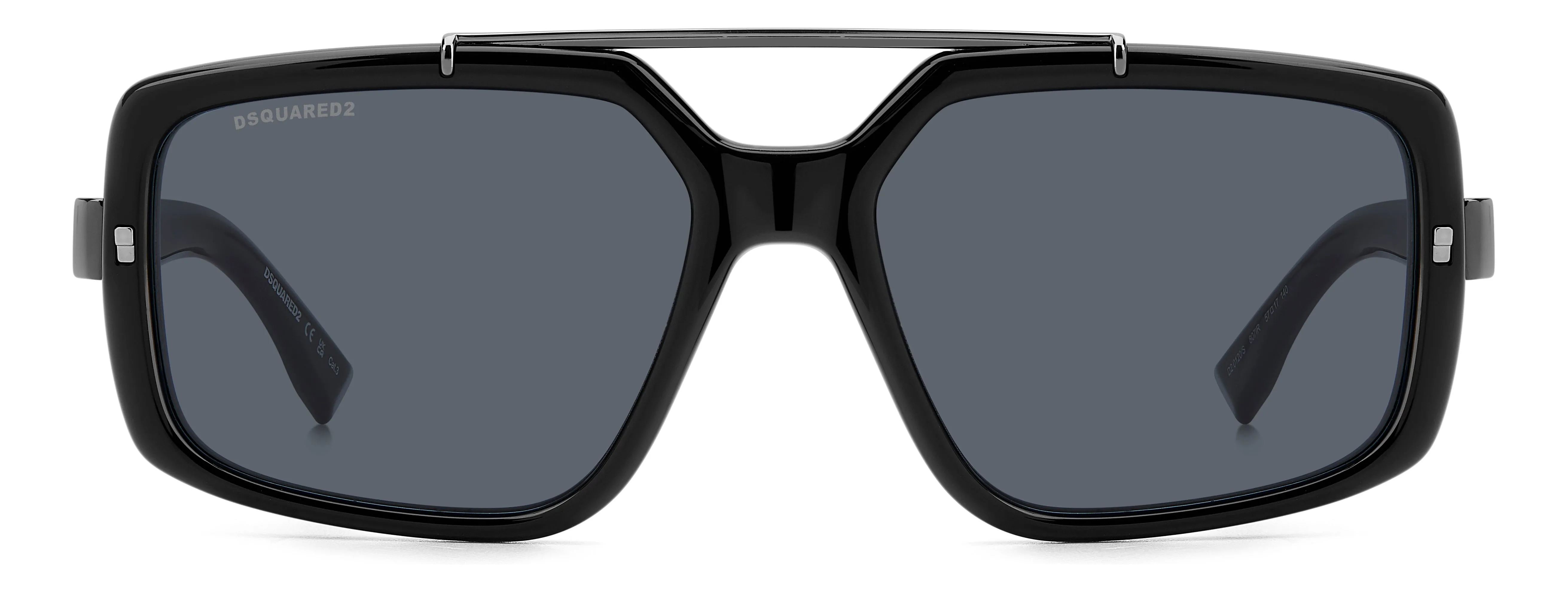Dsquared2 D2 0120/S 807/IR Occhiali da sole Acetato Nero Grigio Squadrata - immagine 2