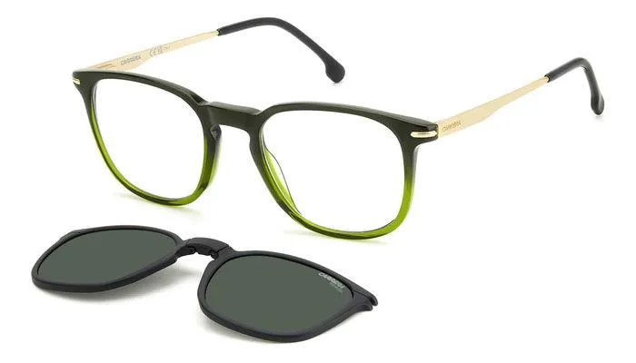Carrera CA 332/CS 4C3/UC Occhiali da sole Acetato Verde Verde Squadrata Polarizzata Clip-on - immagine 1