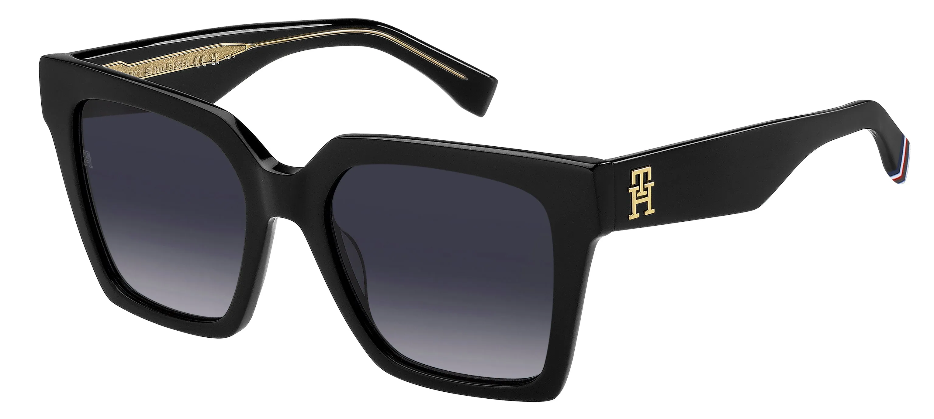 Tommy Hilfiger TH 2100/S 807/9O Occhiali da sole Acetato Nero Grigio Squadrata Sfumato - immagine 1