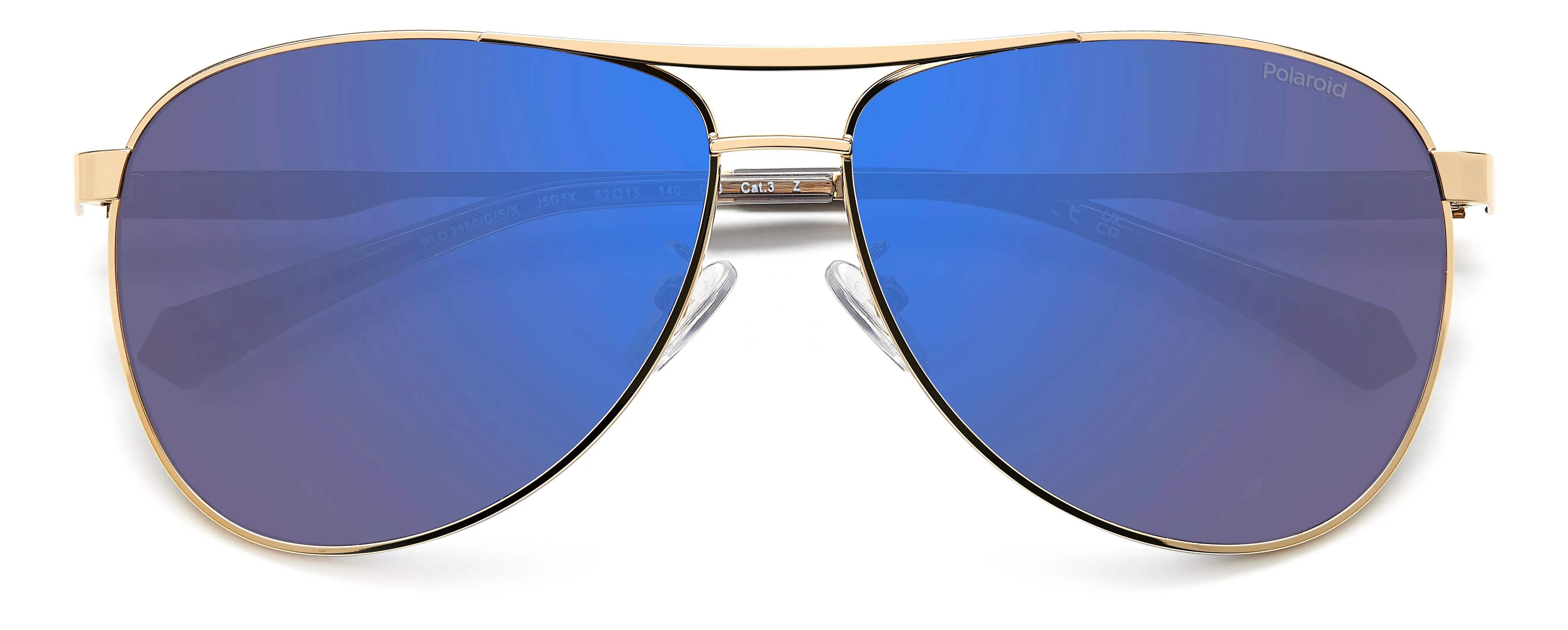 Polaroid PLD 2160/G/S/X J5G/5X Occhiali da sole Metallo Oro Blu Pilot Polarizzata Specchiato - immagine 3