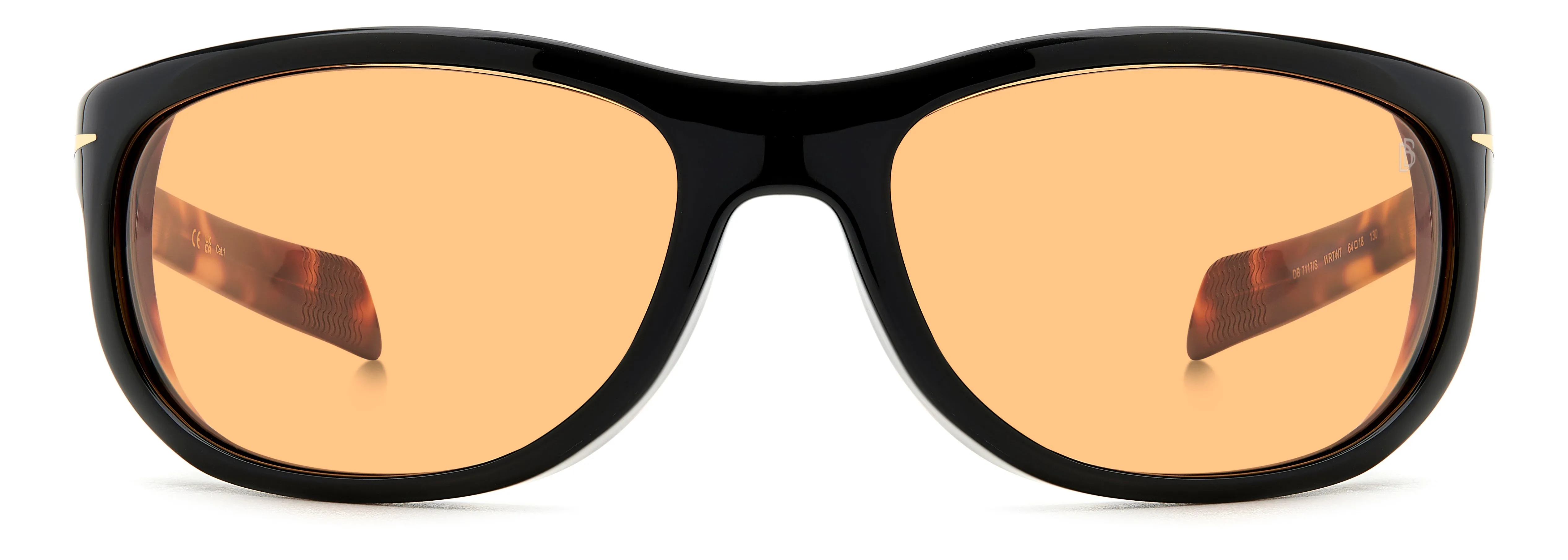 DAVID BECKHAM DB 7117/S WR7/W7 Occhiali da sole Acetato Havana/Nero Arancione Squadrata - immagine 2