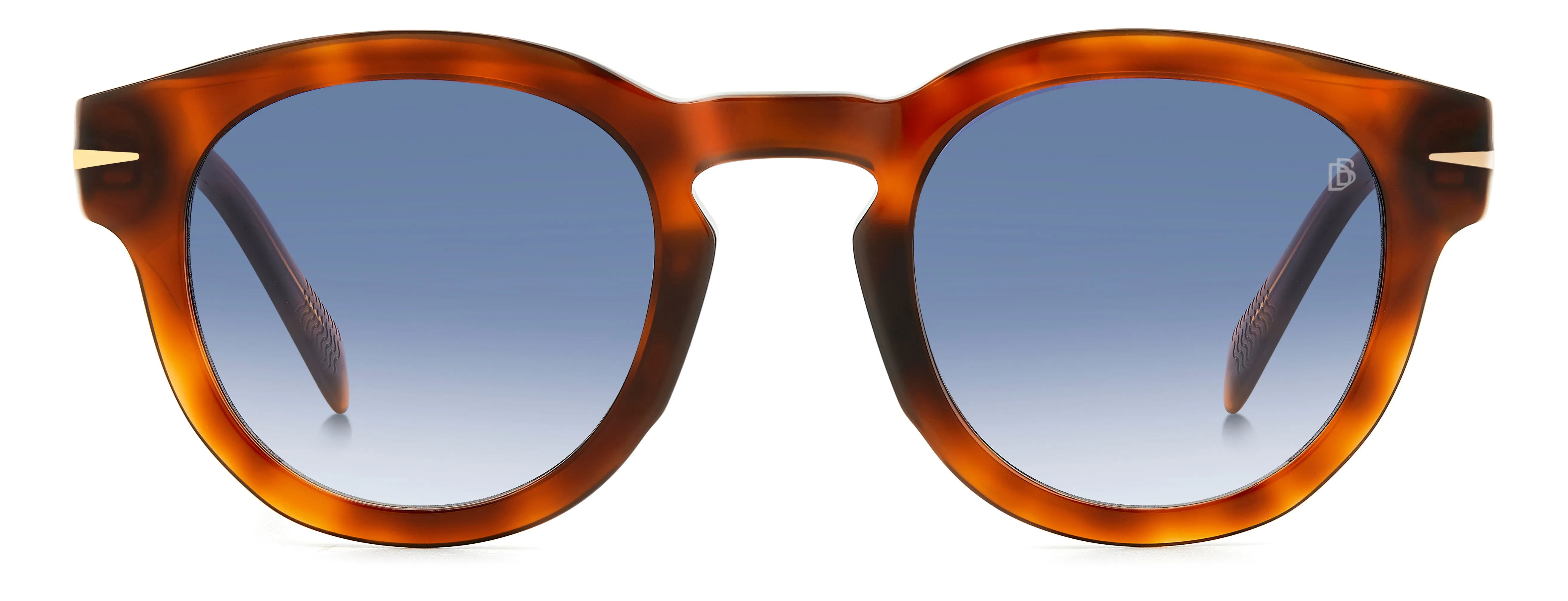 DAVID BECKHAM DB 7041/S FLAT WR9/08 Occhiali da sole Acetato Havana/Marrone Azzurro Rotonda Sfumato - immagine 2