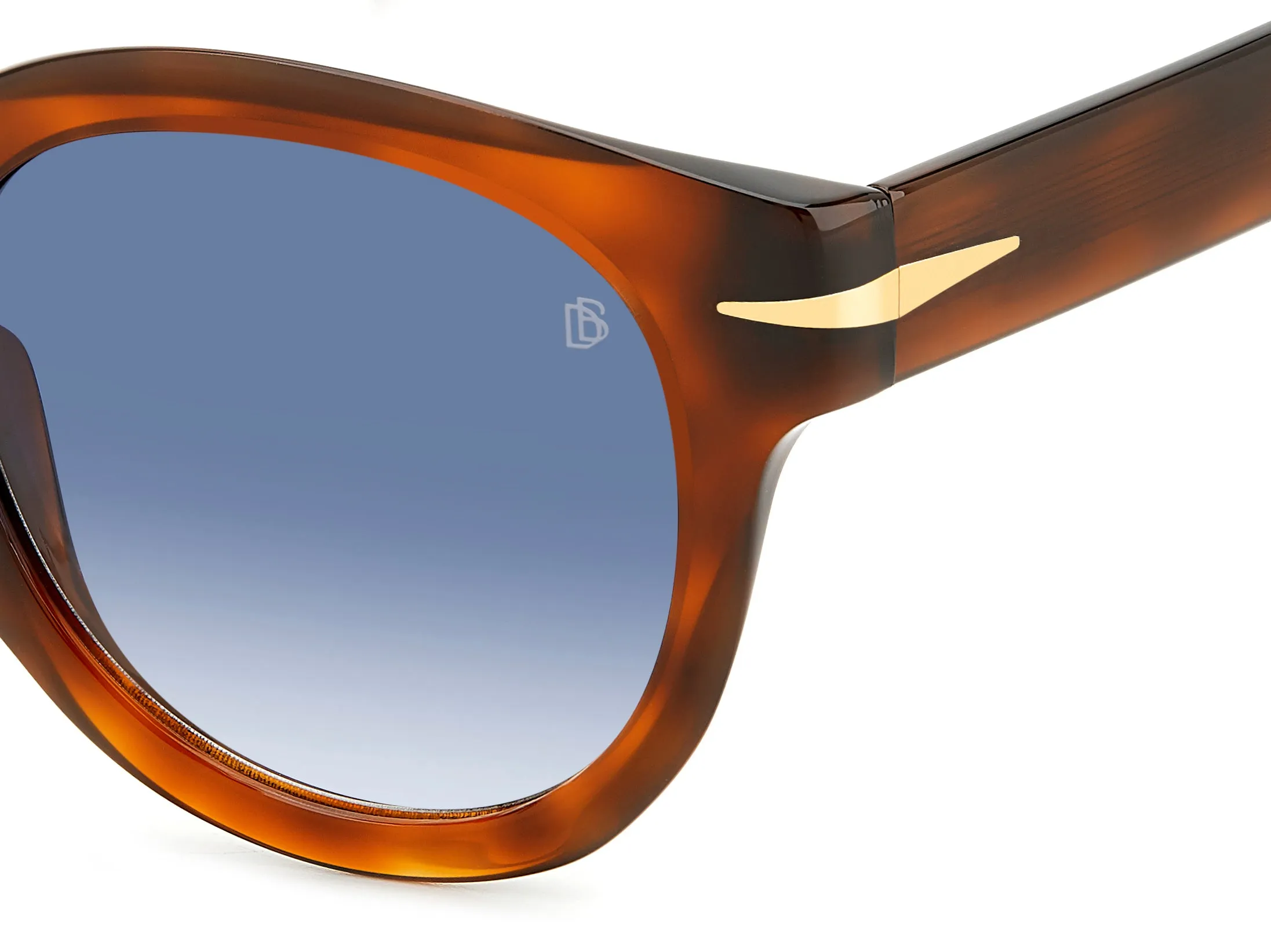 DAVID BECKHAM DB 7041/S FLAT WR9/08 Occhiali da sole Acetato Havana/Marrone Azzurro Rotonda Sfumato - immagine 3