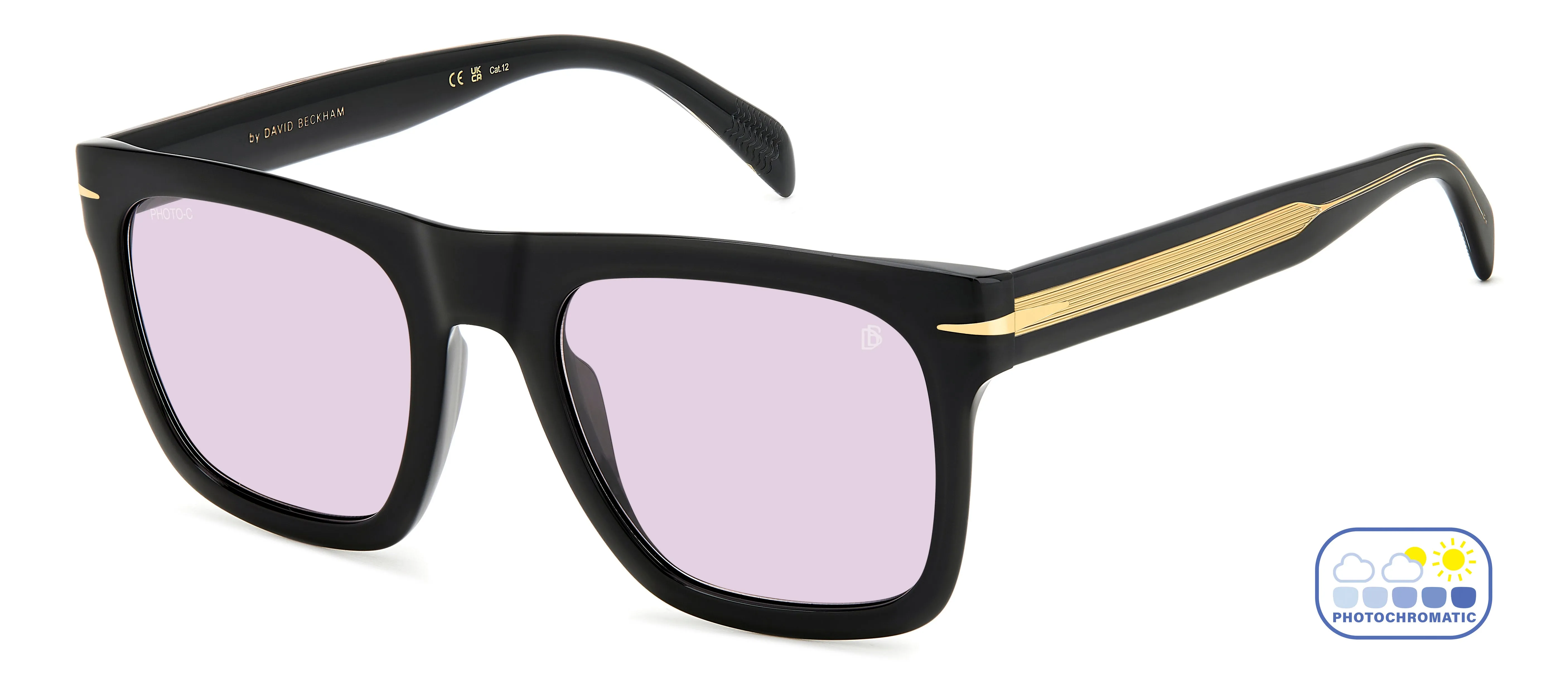 DAVID BECKHAM DB 7000/S FLAT 807/KE Occhiali da sole Acetato Nero Viola Squadrata - immagine 1