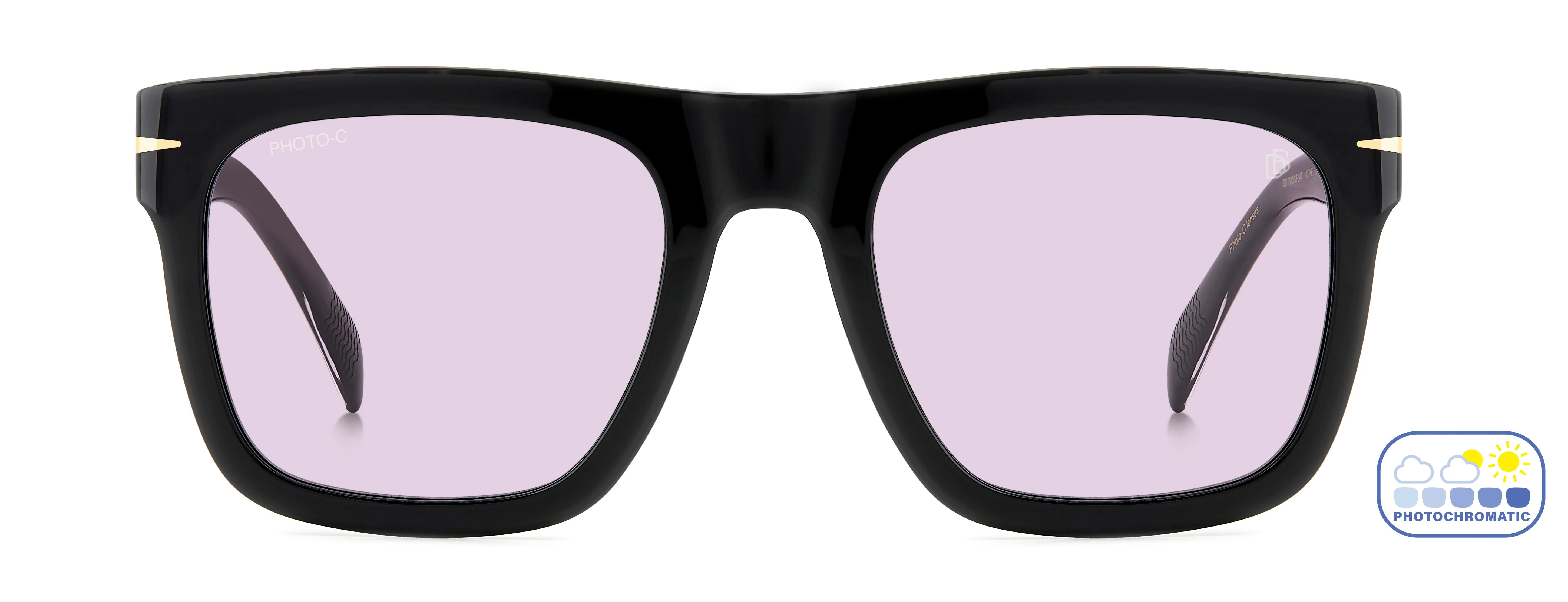 DAVID BECKHAM DB 7000/S FLAT 807/KE Occhiali da sole Acetato Nero Viola Squadrata - immagine 2