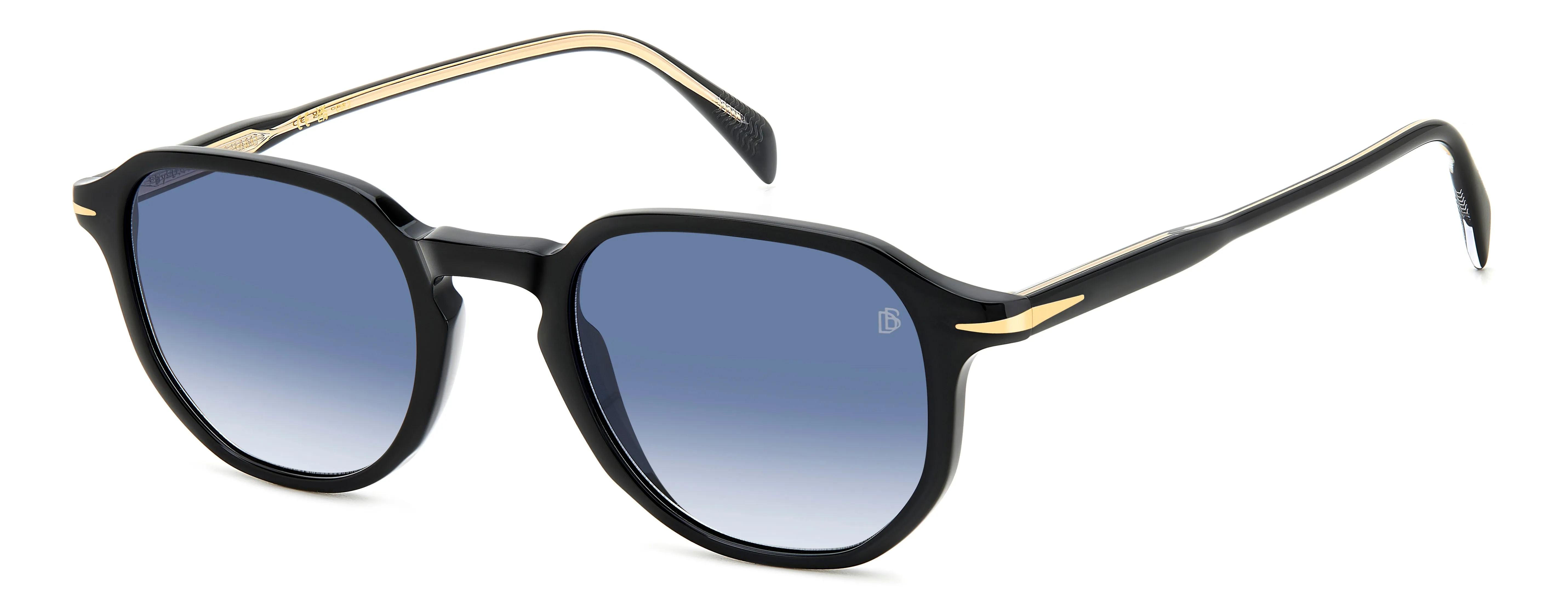 DAVID BECKHAM DB 1140/S 807/08 Occhiali da sole Acetato Nero Blu Geometrica Sfumato - immagine 1