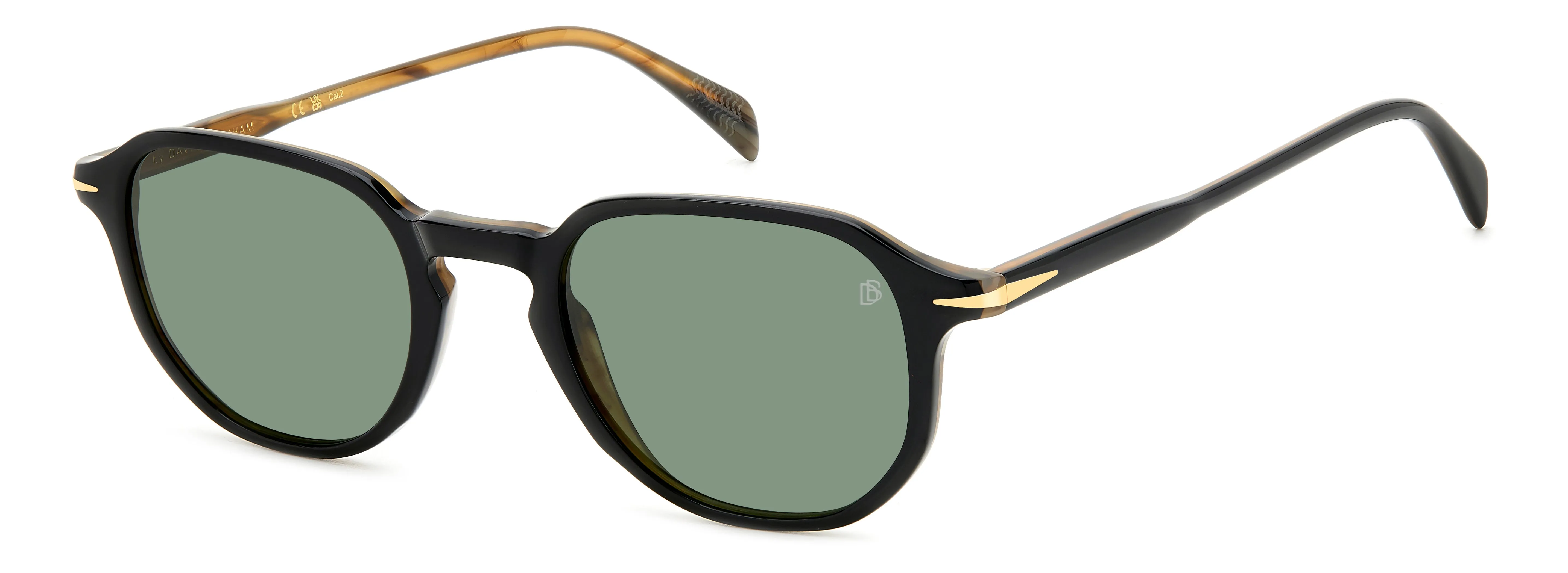 DAVID BECKHAM DB 1140/S 05K/O7 Occhiali da sole Acetato Nero Verde Geometrica Antiriflesso - immagine 1