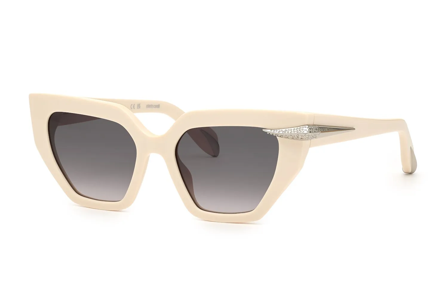 Roberto Cavalli SRC001S 09X7 Occhiali da sole Acetato Avorio Grigio Geometrica Normale Sfumato - immagine 1