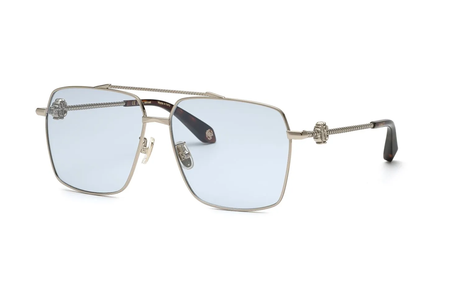 Roberto Cavalli SRC036V 08FF Occhiali da sole Metallo Oro Blu Squadrata Normale - immagine 1