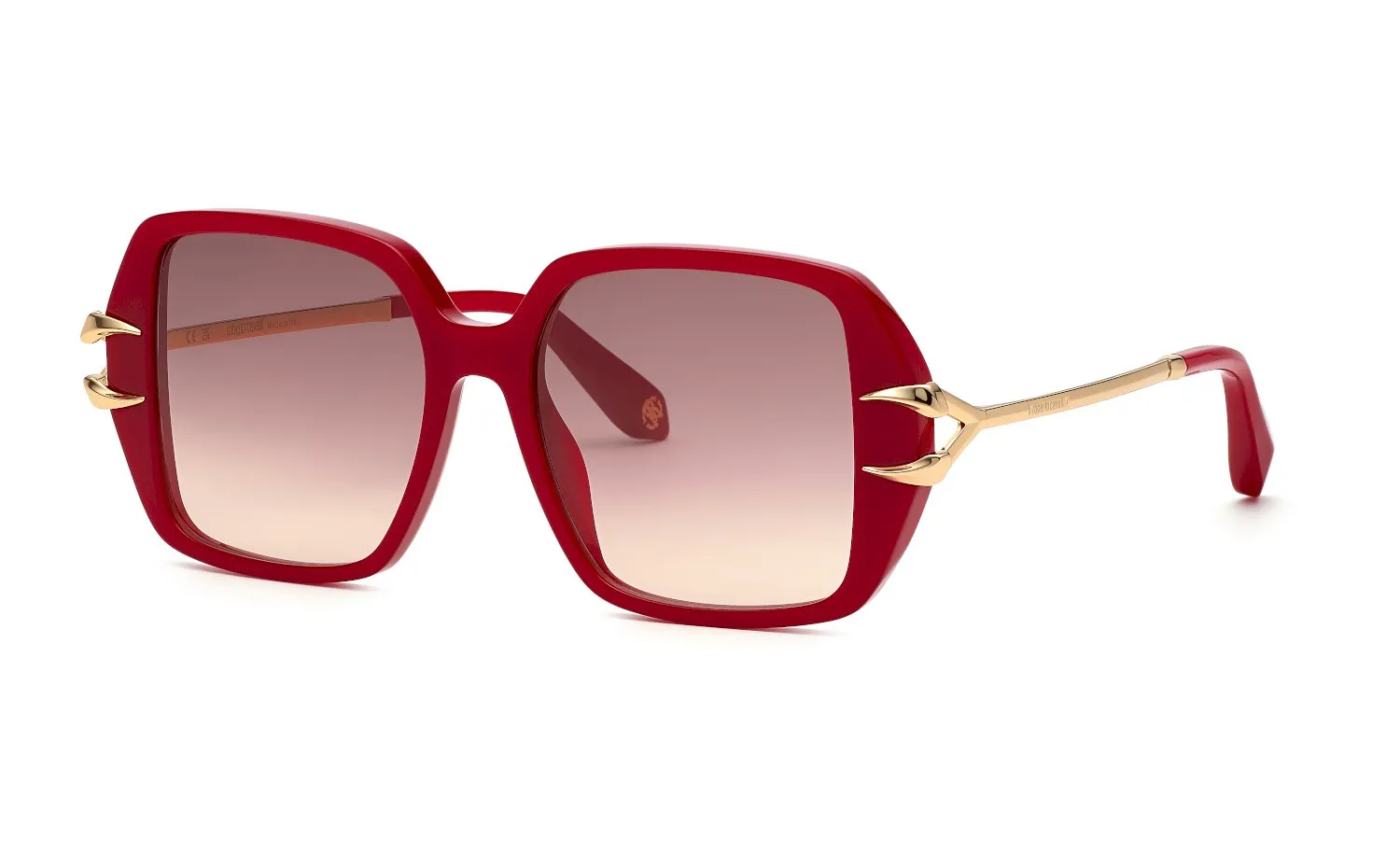 Roberto Cavalli SRC030 09EZ Occhiali da sole Acetato Rosso Marrone Geometrica Normale Sfumato - immagine 1