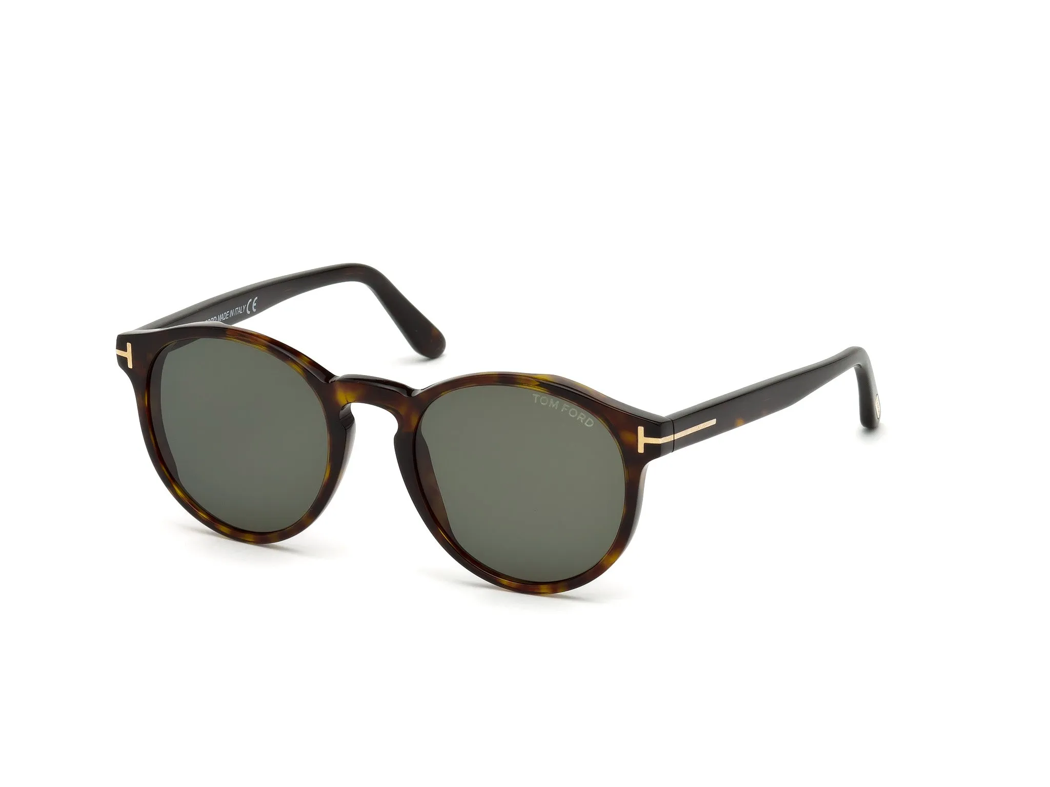 TOM FORD FT0591 IAN-02 52N Occhiali da sole Acetato Havana scuro Verde Rotonda Normale - immagine 1