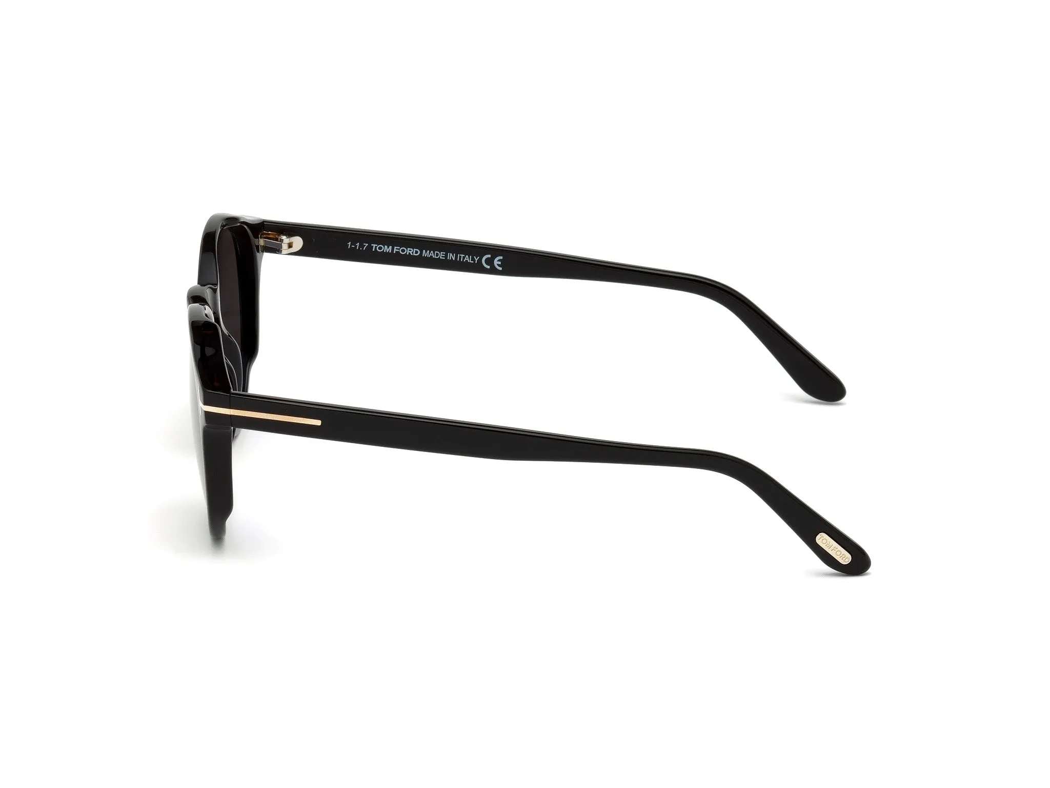 TOM FORD FT0591 IAN-02 01A Occhiali da sole Acetato Nero Grigio Rotonda Normale - immagine 2
