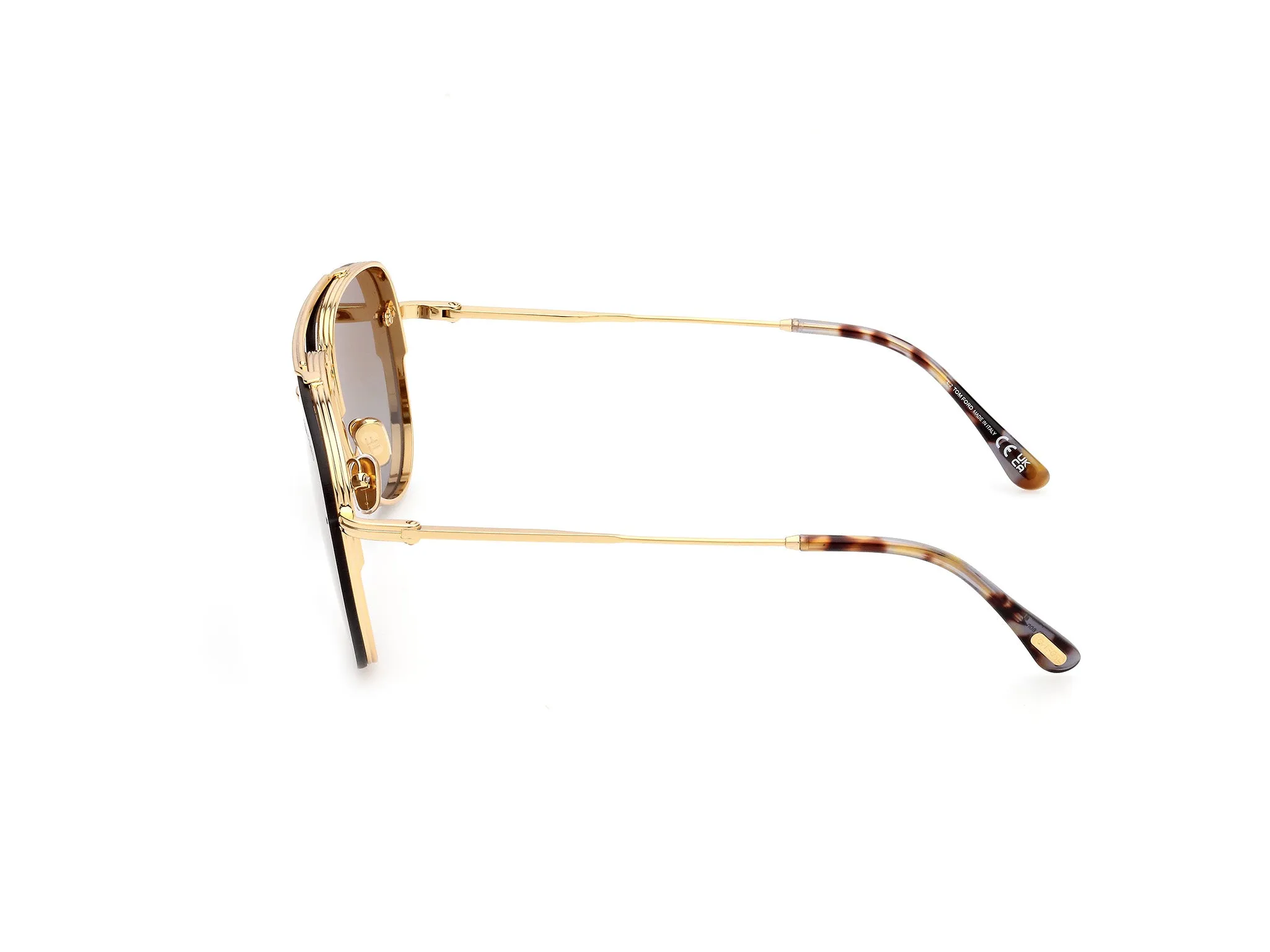 TOM FORD FT1071 LEON 30F Occhiali da sole Metallo Oro Marrone Pilot Normale - immagine 2