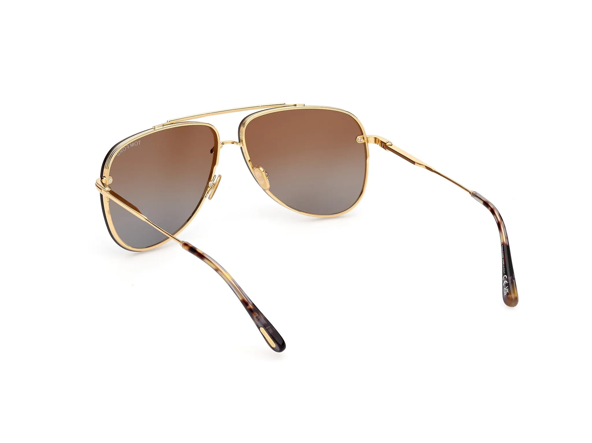 TOM FORD FT1071 LEON 30F Occhiali da sole Metallo Oro Marrone Pilot Normale - immagine 4