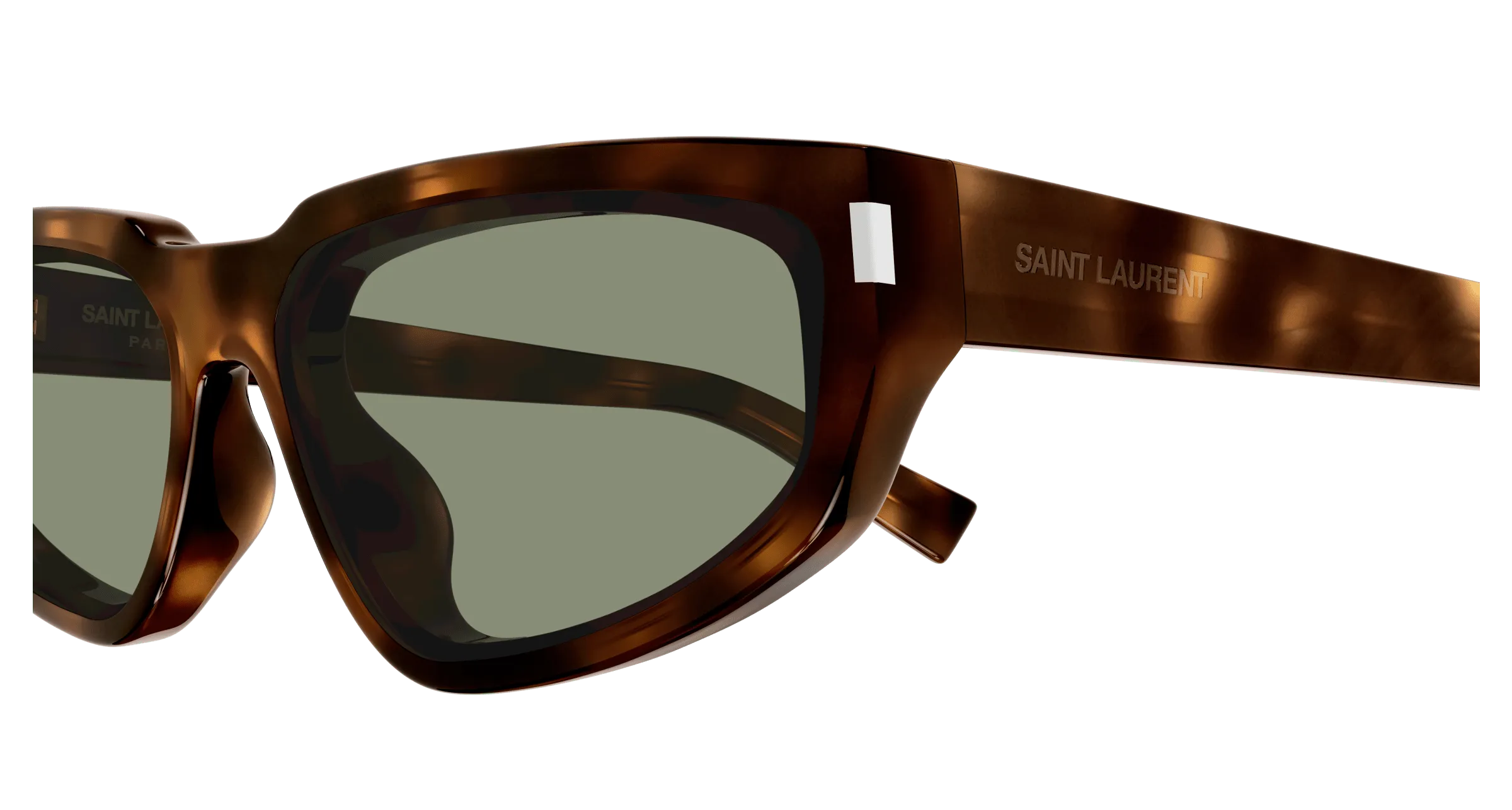 SAINT LAURENT Donna SL 634 NOVA 003 Occhiali da sole Acetato Havana Verde Cat Eye Normale - immagine 3