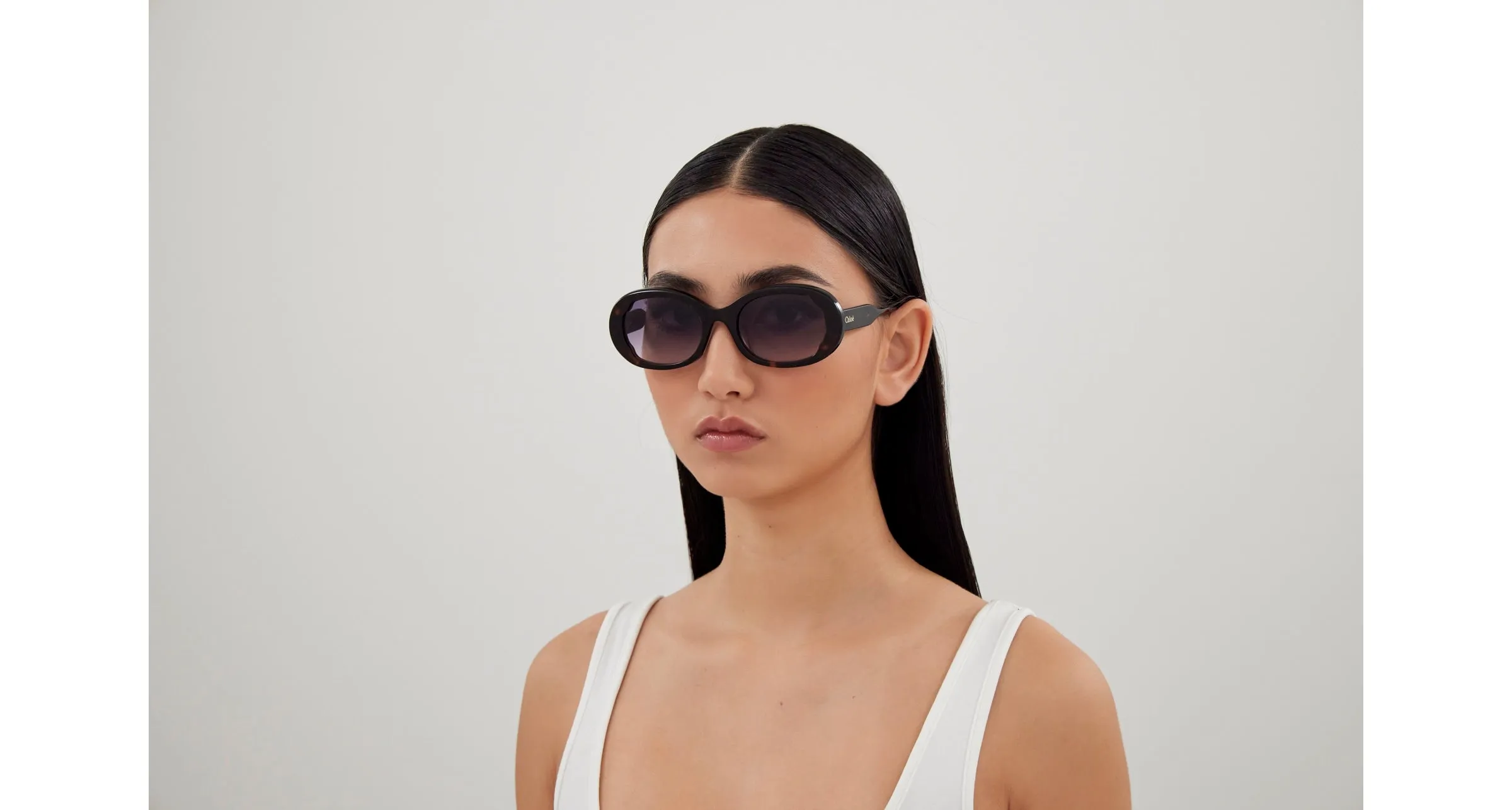 Chloé CH0197SA 002 Occhiali da sole Acetato Havana Blu Rotonda Sfumato - immagine 4