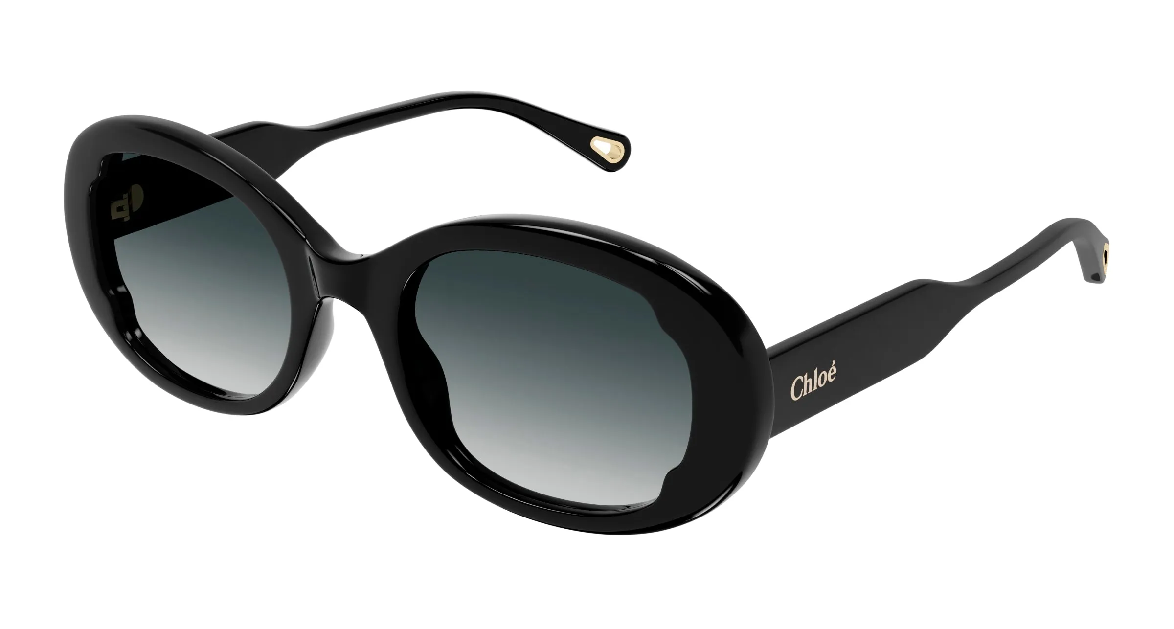 Chloé CH0197SA 001 Occhiali da sole Acetato Nero Grigio Rotonda Sfumato - immagine 1