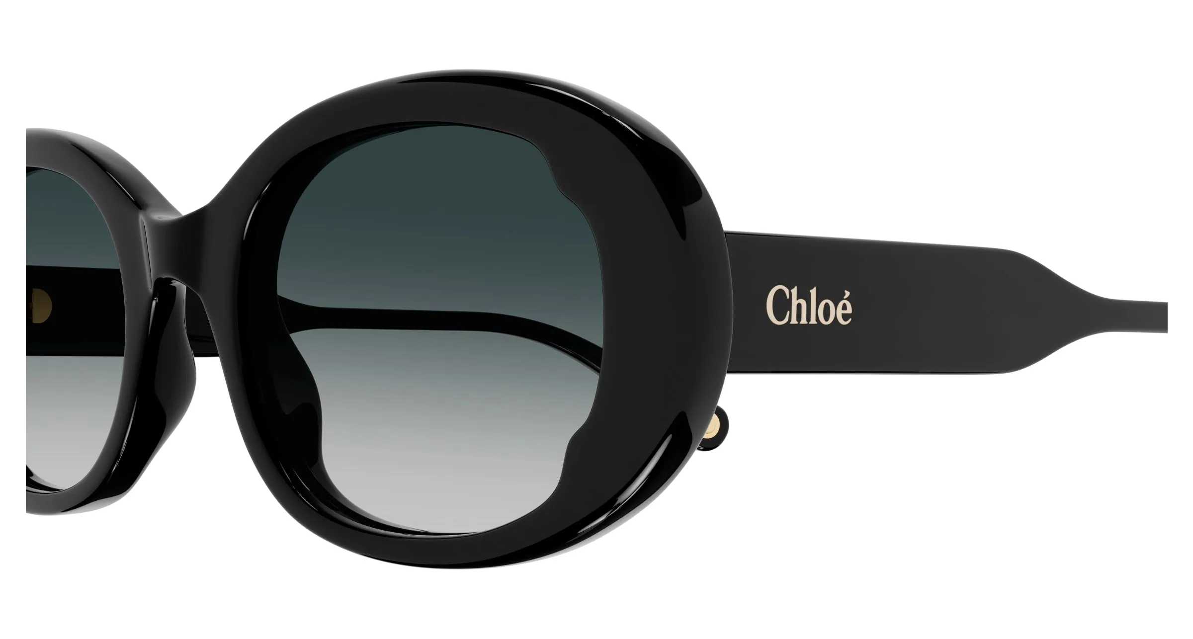 Chloé CH0197SA 001 Occhiali da sole Acetato Nero Grigio Rotonda Sfumato - immagine 3