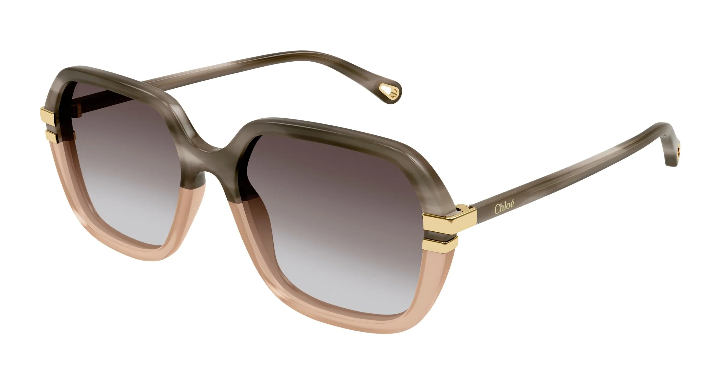 Chloé CH0204S 004 Occhiali da sole Acetato Grigio Marrone Rotonda Sfumato - immagine 1