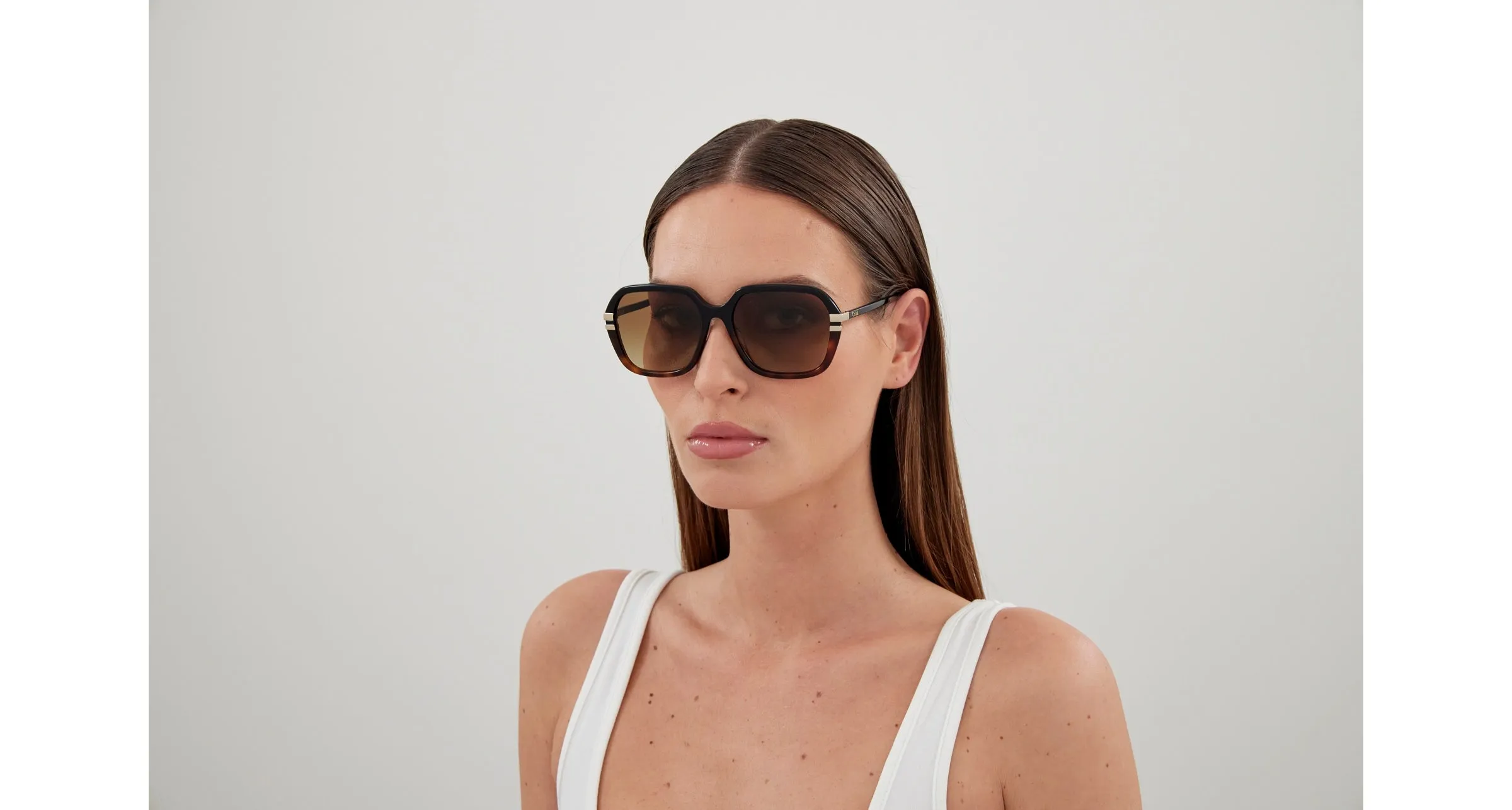 Chloé CH0204S 003 Occhiali da sole Acetato Nero Marrone Rotonda Sfumato - immagine 4