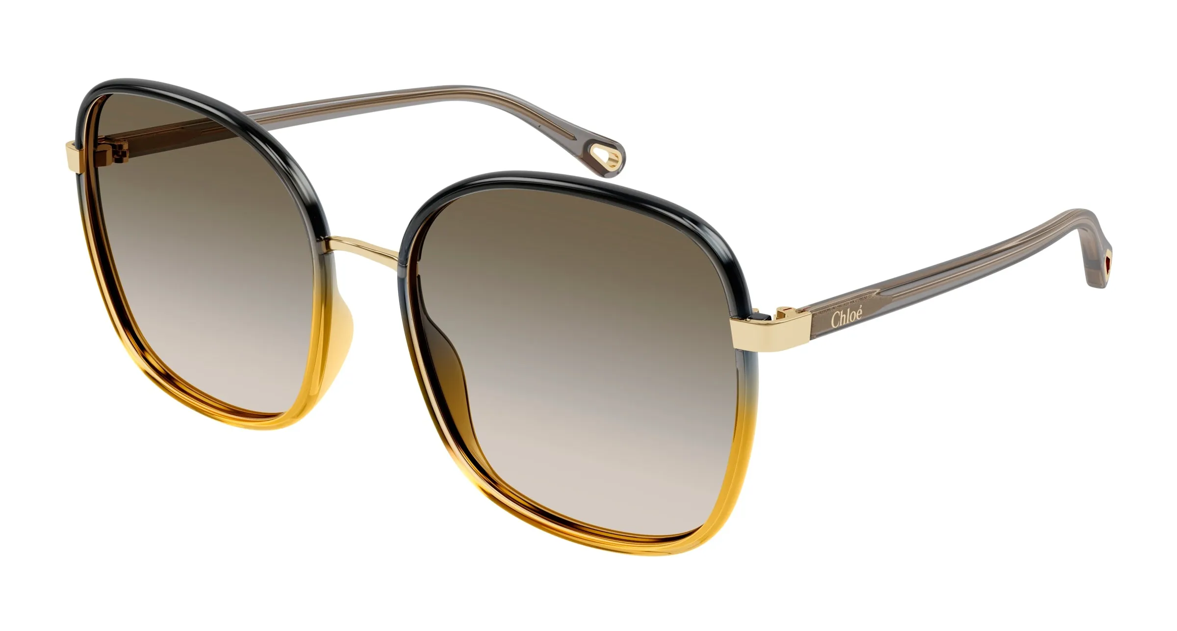 Chloé CH0031S 010 Occhiali da sole Bio-iniettato Nero Marrone Squadrata Sfumato - immagine 1