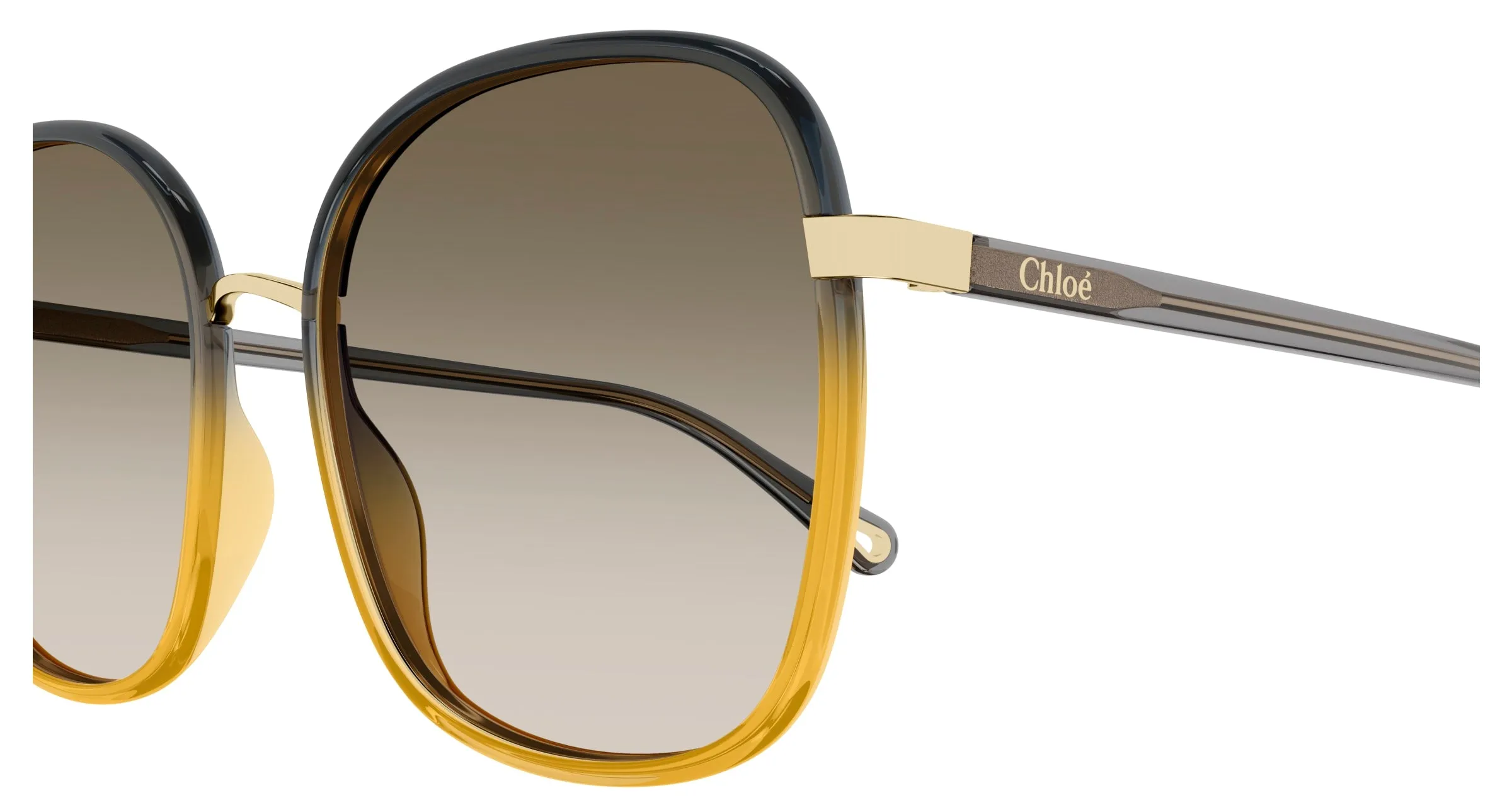 Chloé CH0031S 010 Occhiali da sole Bio-iniettato Nero Marrone Squadrata Sfumato - immagine 3