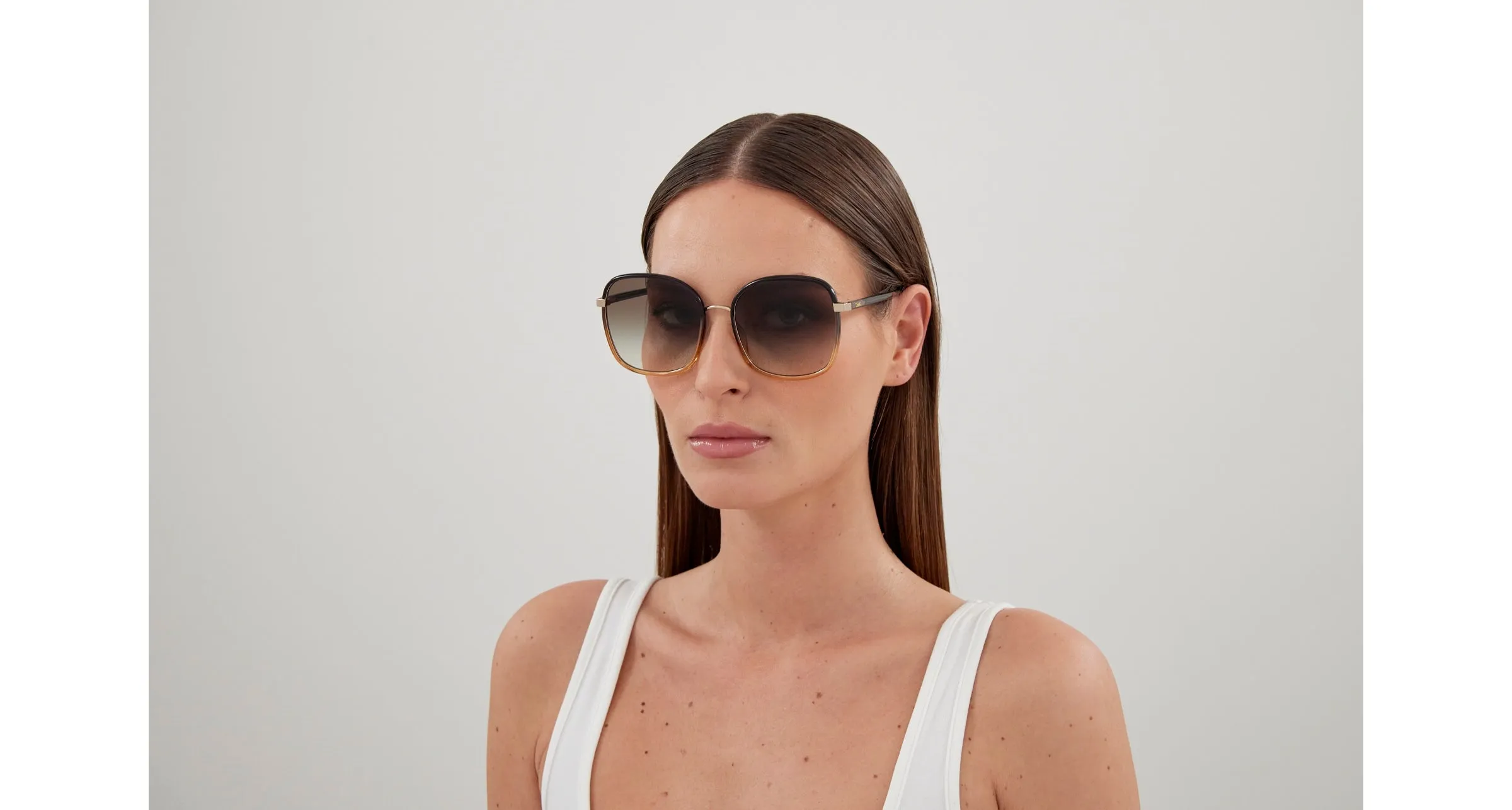 Chloé CH0031S 010 Occhiali da sole Bio-iniettato Nero Marrone Squadrata Sfumato - immagine 4