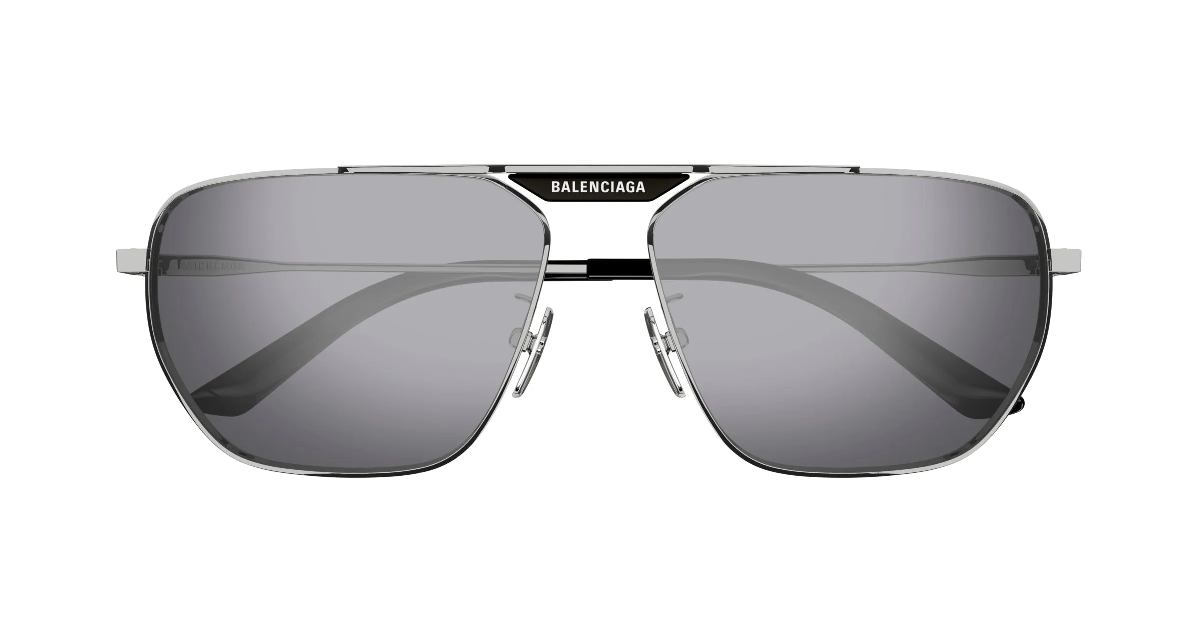Balenciaga BB0298SA 003 Occhiali da sole Metallo Argento Argento Squadrata Specchiate Flash - immagine 2