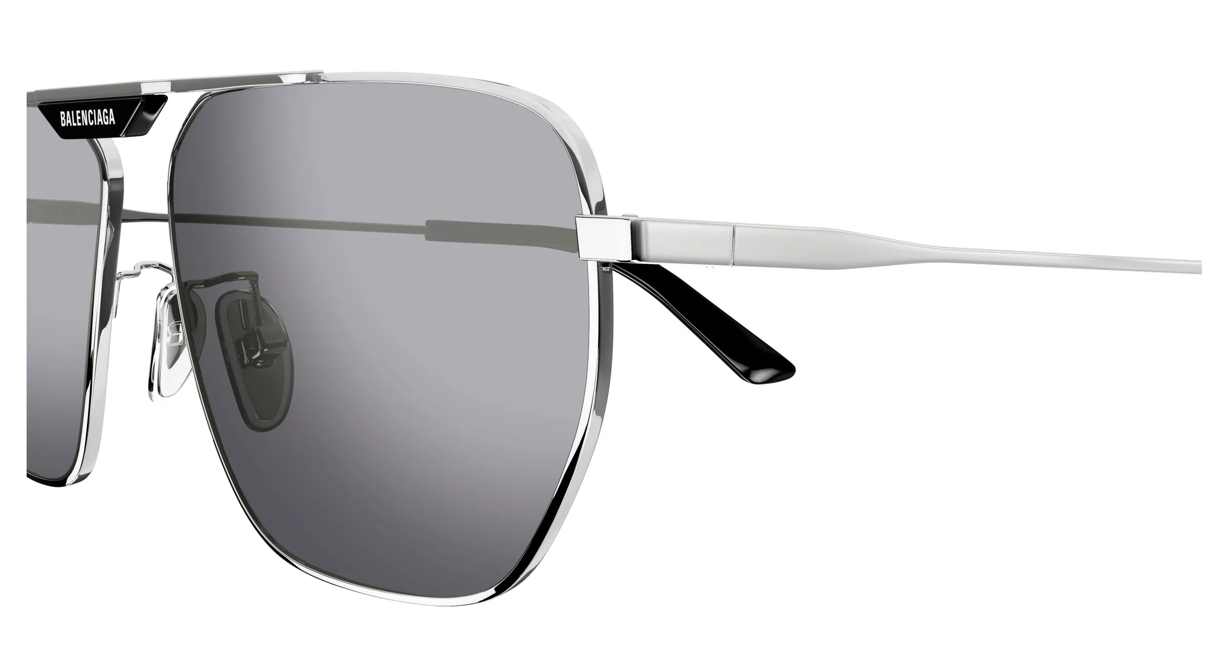 Balenciaga BB0298SA 003 Occhiali da sole Metallo Argento Argento Squadrata Specchiate Flash - immagine 3