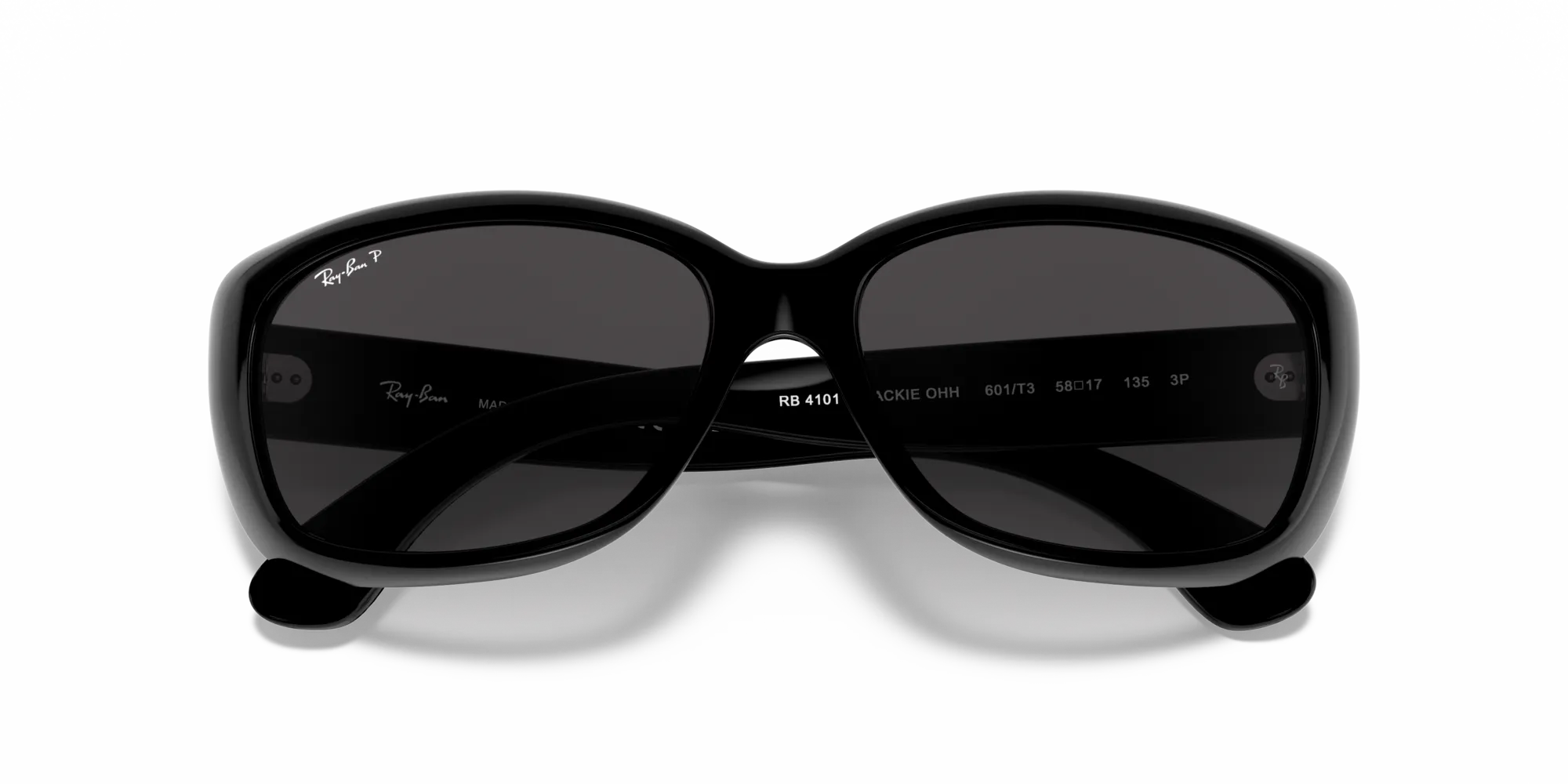 Ray - Ban RB4101 JACKIE OHH 601/T3 Occhiali da sole Iniettato Nero Grigio Farfalla Polarizzata - immagine 2