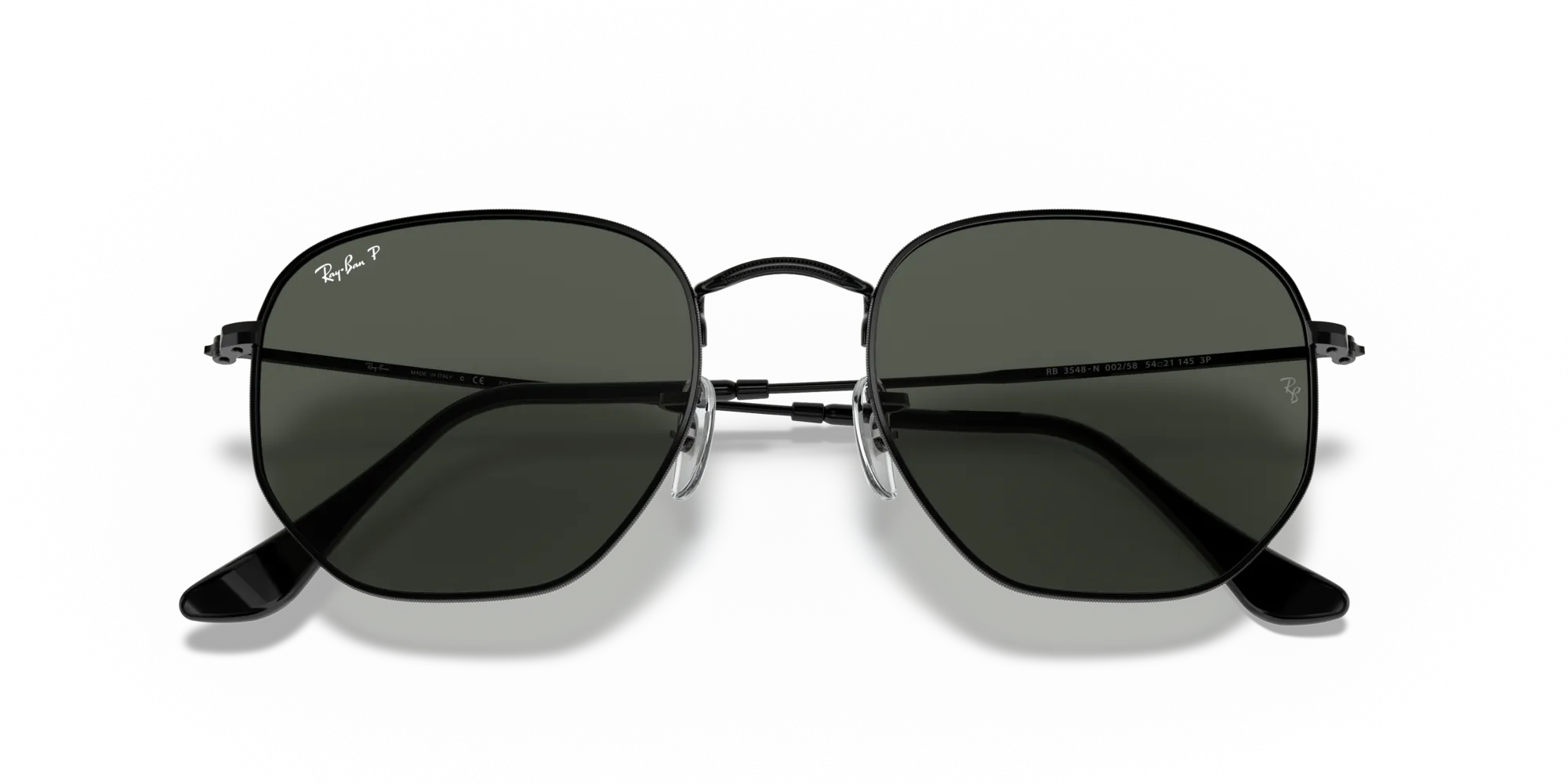Ray - Ban RB3548N HEXAGONAL 002/58 Occhiali da sole Metallo Nero G15 Geometrica Polarizzata - immagine 2