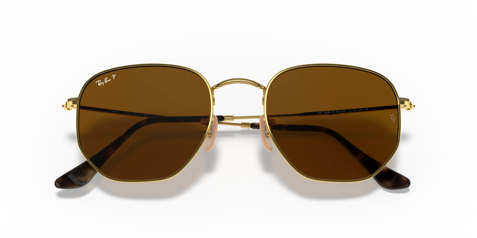 Ray - Ban RB3548N HEXAGONAL 001/57 Occhiali da sole Metallo Oro Geometrica Polarizzata - immagine 2