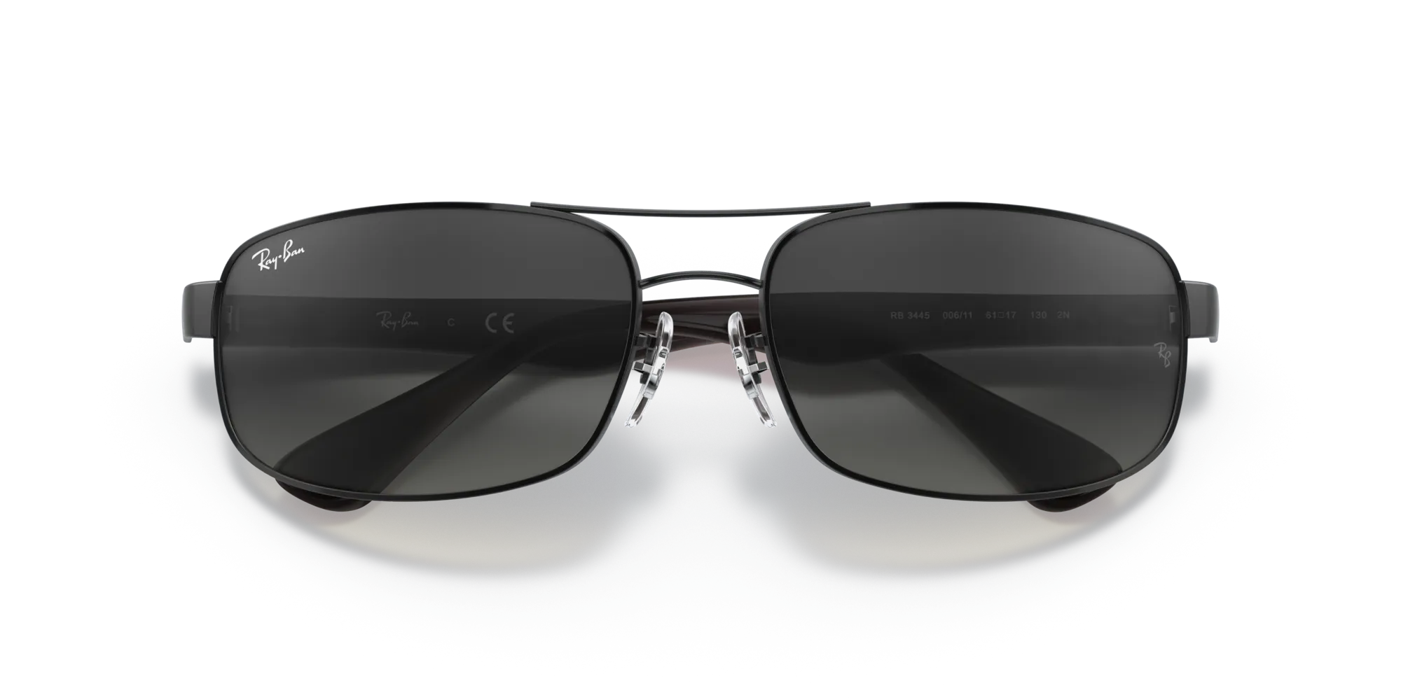 Ray - Ban RB3445 RB3445 006/11 Occhiali da sole Metallo Nero Grigio Squadrata Normale Sfumato - immagine 2