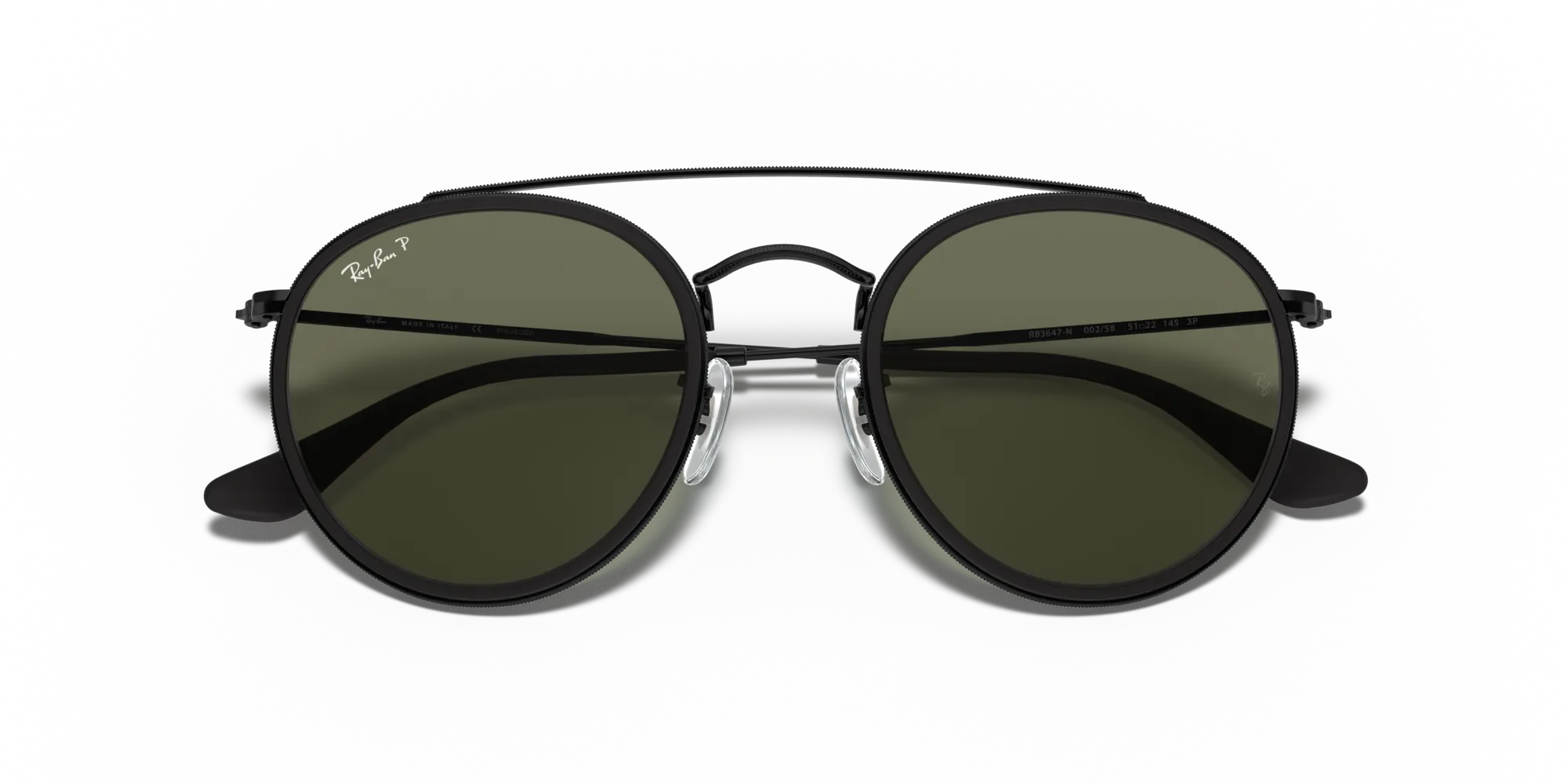 Ray - Ban RB3647N 002/58 Occhiali da sole Metallo Nero G15 Rotonda Polarizzata - immagine 2
