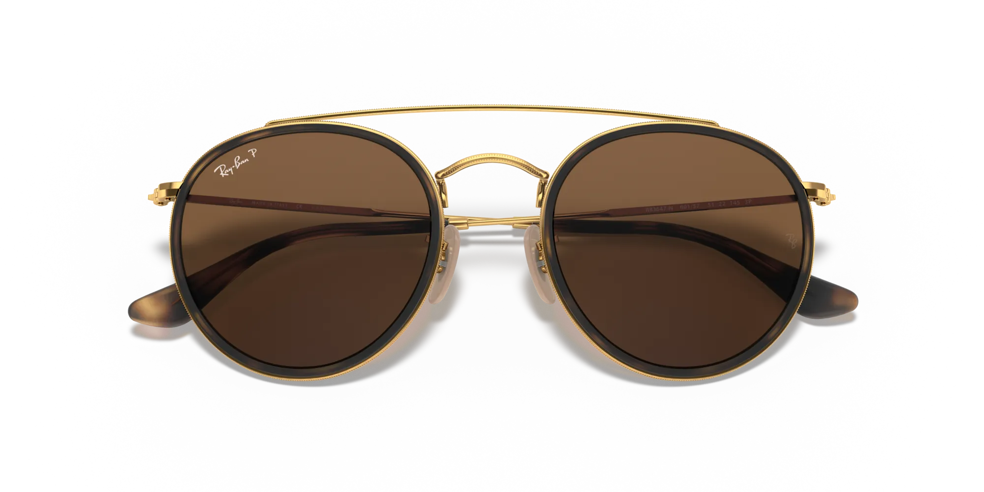 Ray - Ban RB3647N 001/57 Occhiali da sole Metallo Oro Rotonda Polarizzata - immagine 2