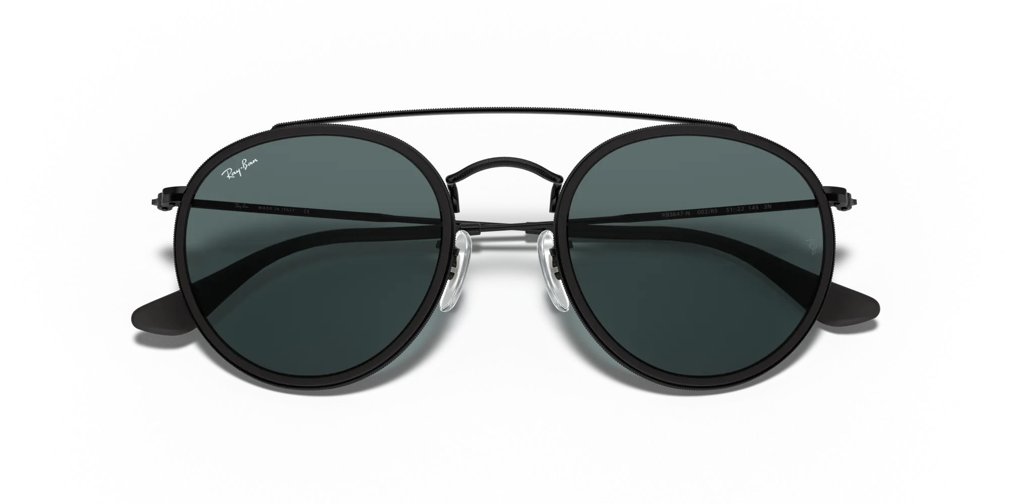 Ray - Ban RB3647N 002/R5 Occhiali da sole Metallo Nero Blu Rotonda Normale - immagine 2