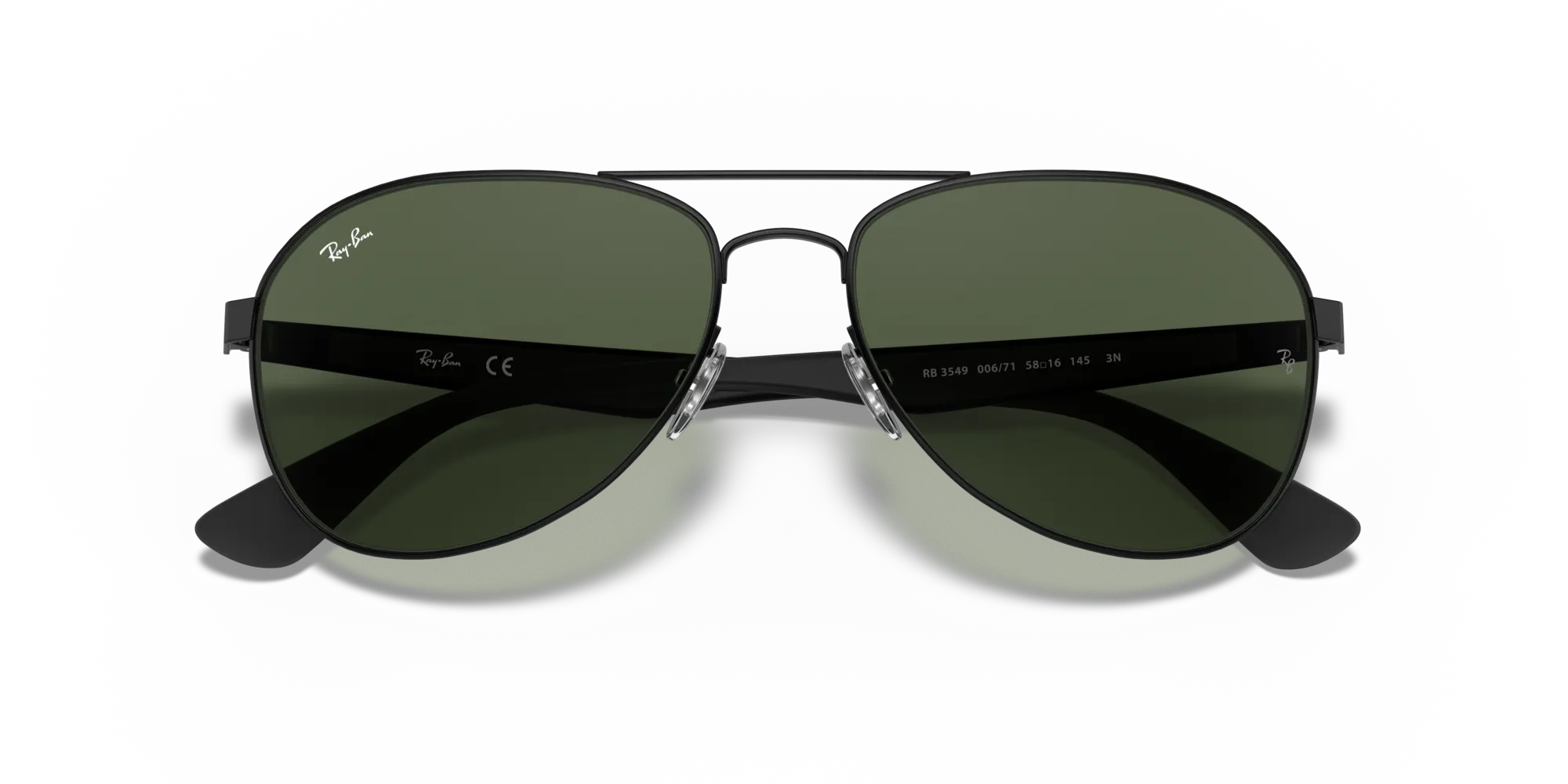 Ray - Ban RB3549 006/71 Occhiali da sole Metallo Nero Verde Pilot Normale - immagine 2