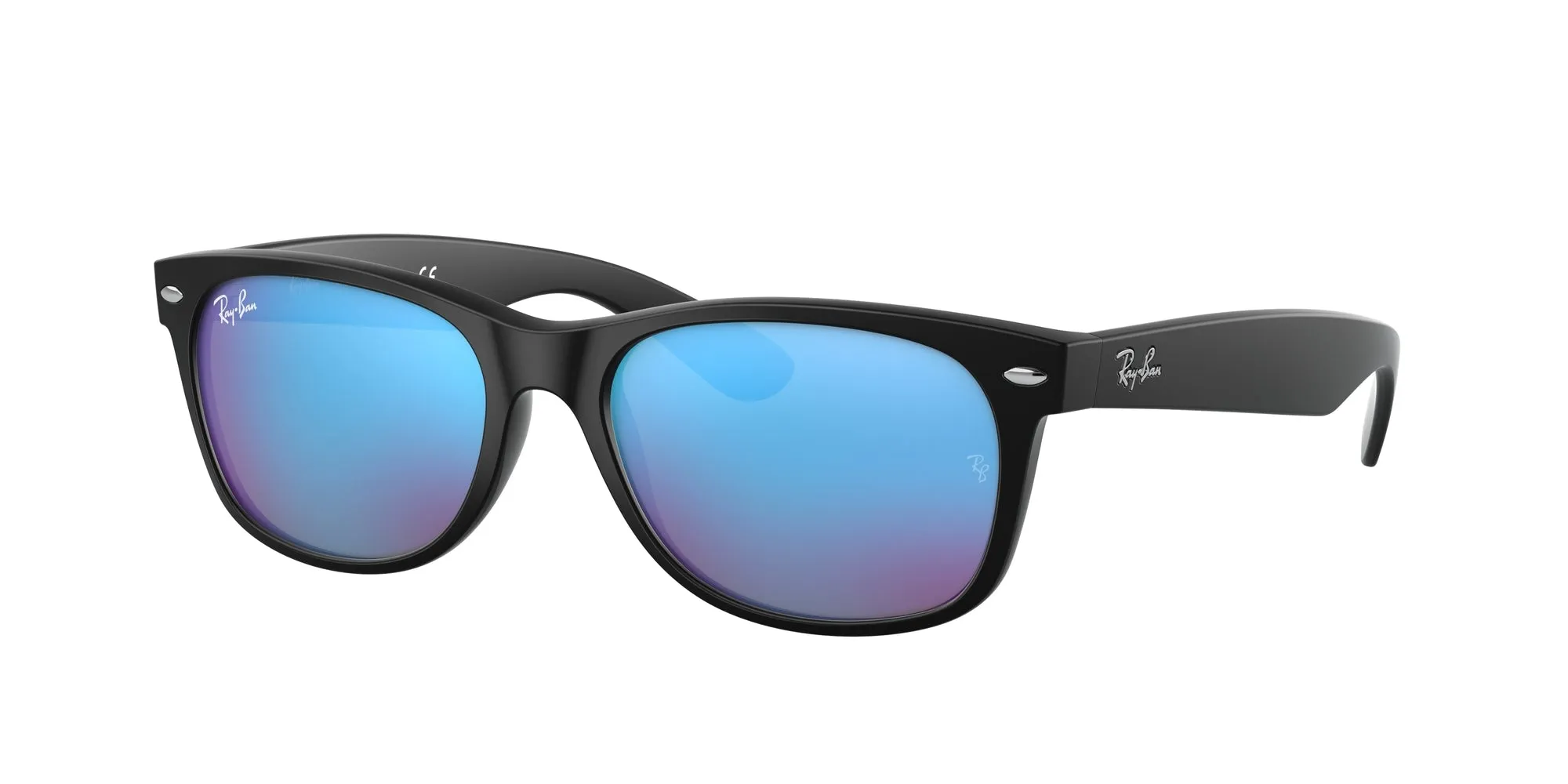 Ray - Ban RB2132 NEW WAYFARER 622/17 Occhiali da sole Iniettato Nero Blu Squadrata Normale Specchiato - immagine 1
