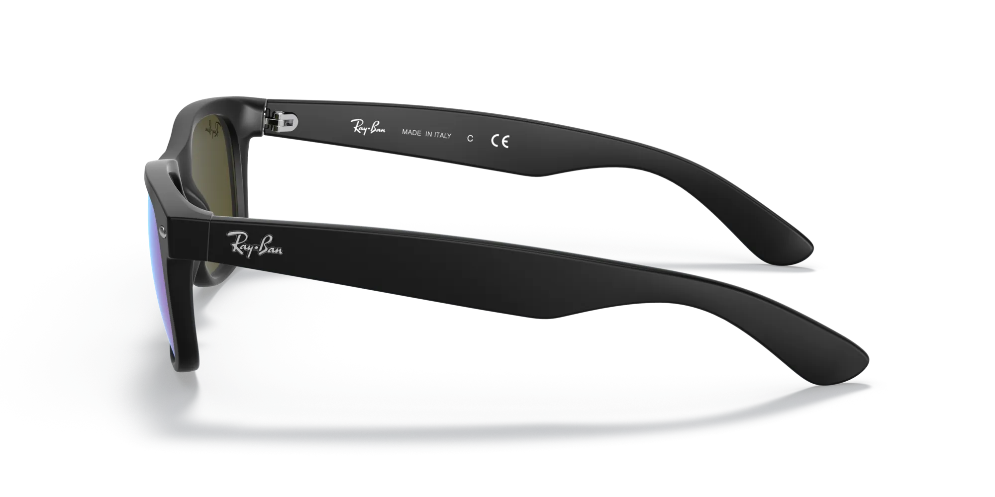 Ray - Ban RB2132 NEW WAYFARER 622/17 Occhiali da sole Iniettato Nero Blu Squadrata Normale Specchiato - immagine 4