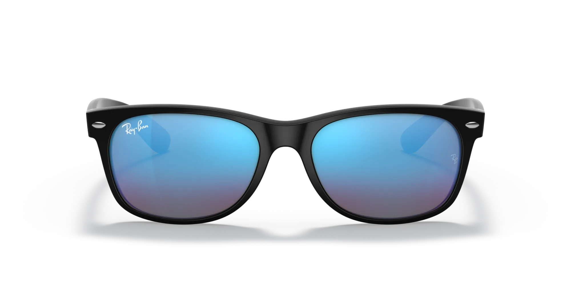 Ray - Ban RB2132 NEW WAYFARER 622/17 Occhiali da sole Iniettato Nero Blu Squadrata Normale Specchiato - immagine 3