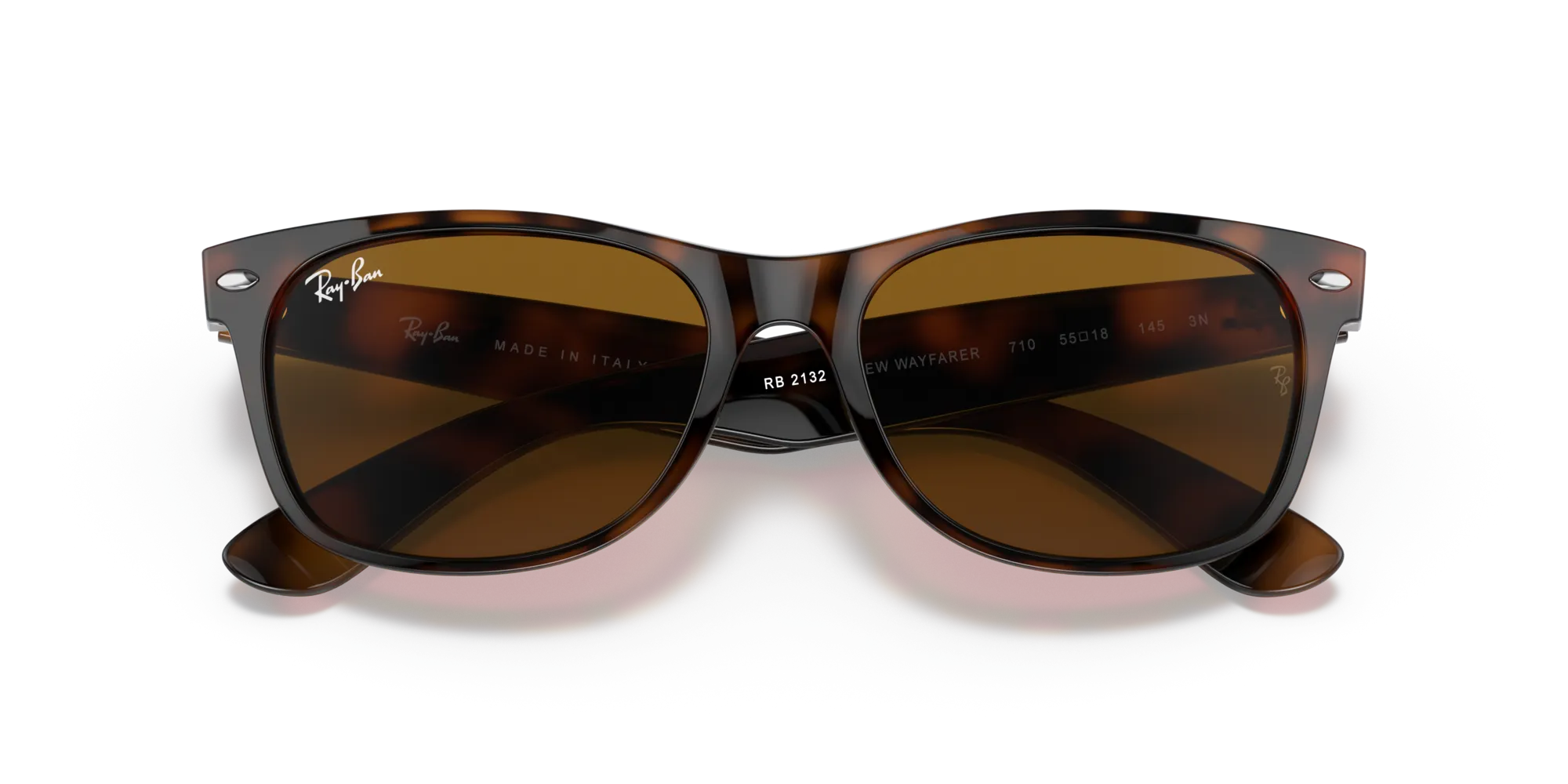 Ray - Ban RB2132 NEW WAYFARER 710 Occhiali da sole Iniettato Tartaruga Squadrata Normale - immagine 2