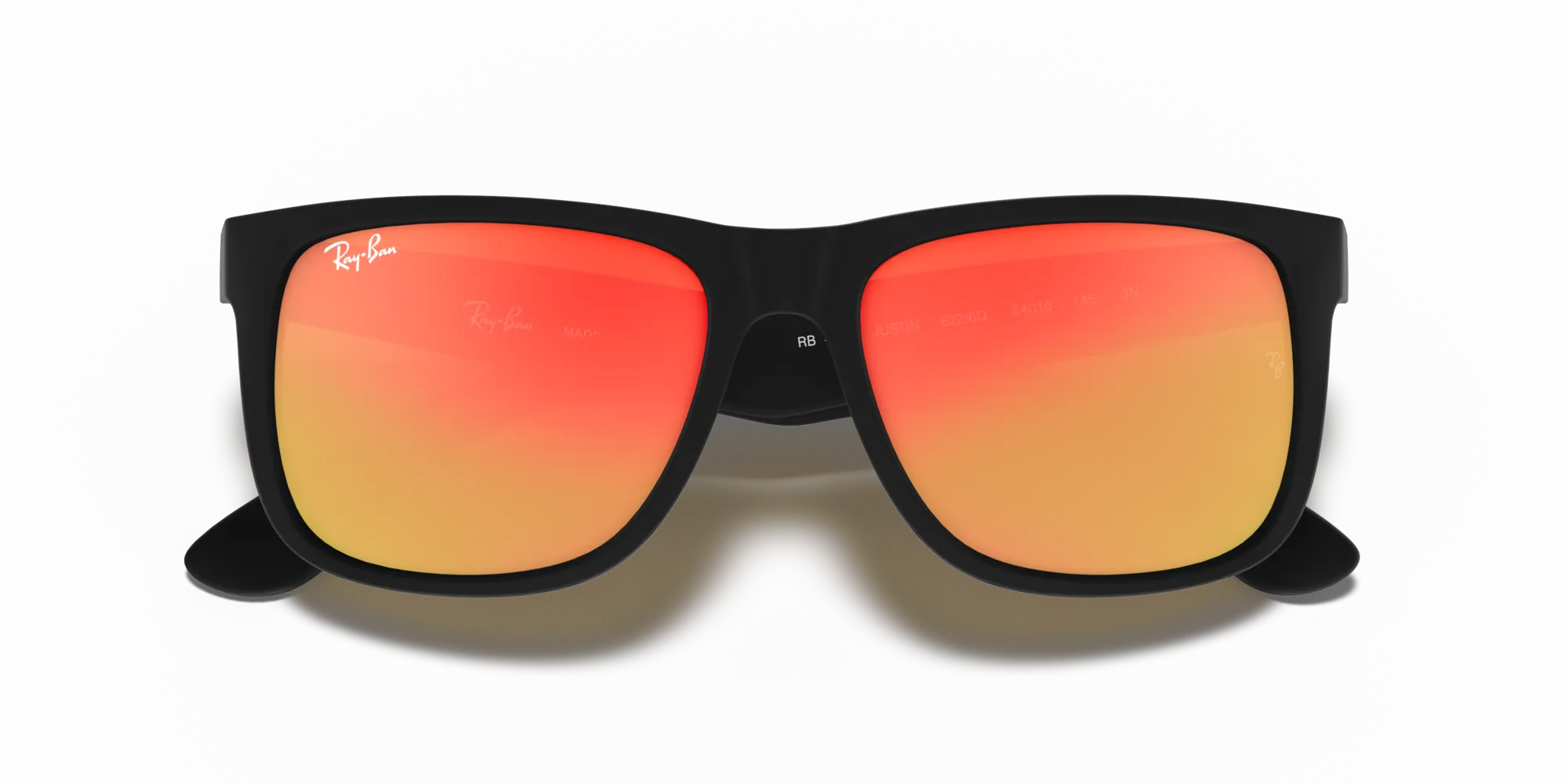 Ray - Ban RB4165 JUSTIN 622/6Q Occhiali da sole Iniettato Nero Rosso Squadrata Normale - immagine 2