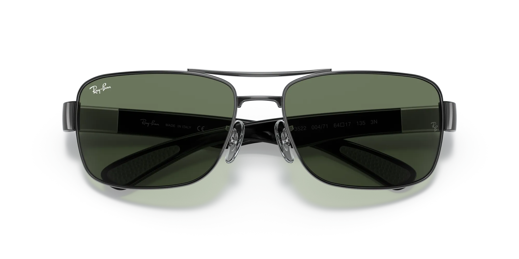 Ray - Ban RB3522 004/71 Occhiali da sole Metallo Grigio Verde Squadrata Normale - immagine 2