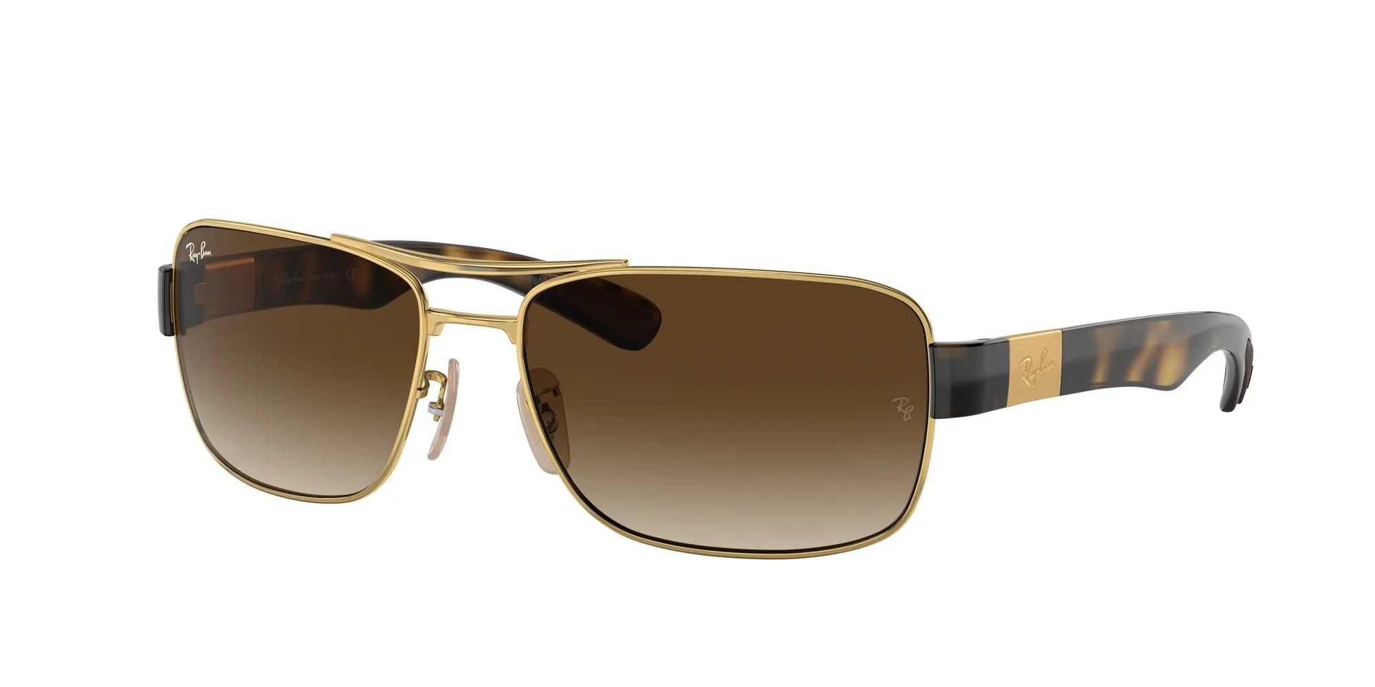 Ray - Ban RB3522 001/13 Occhiali da sole Metallo Oro Marrone Squadrata Normale Sfumato - immagine 1
